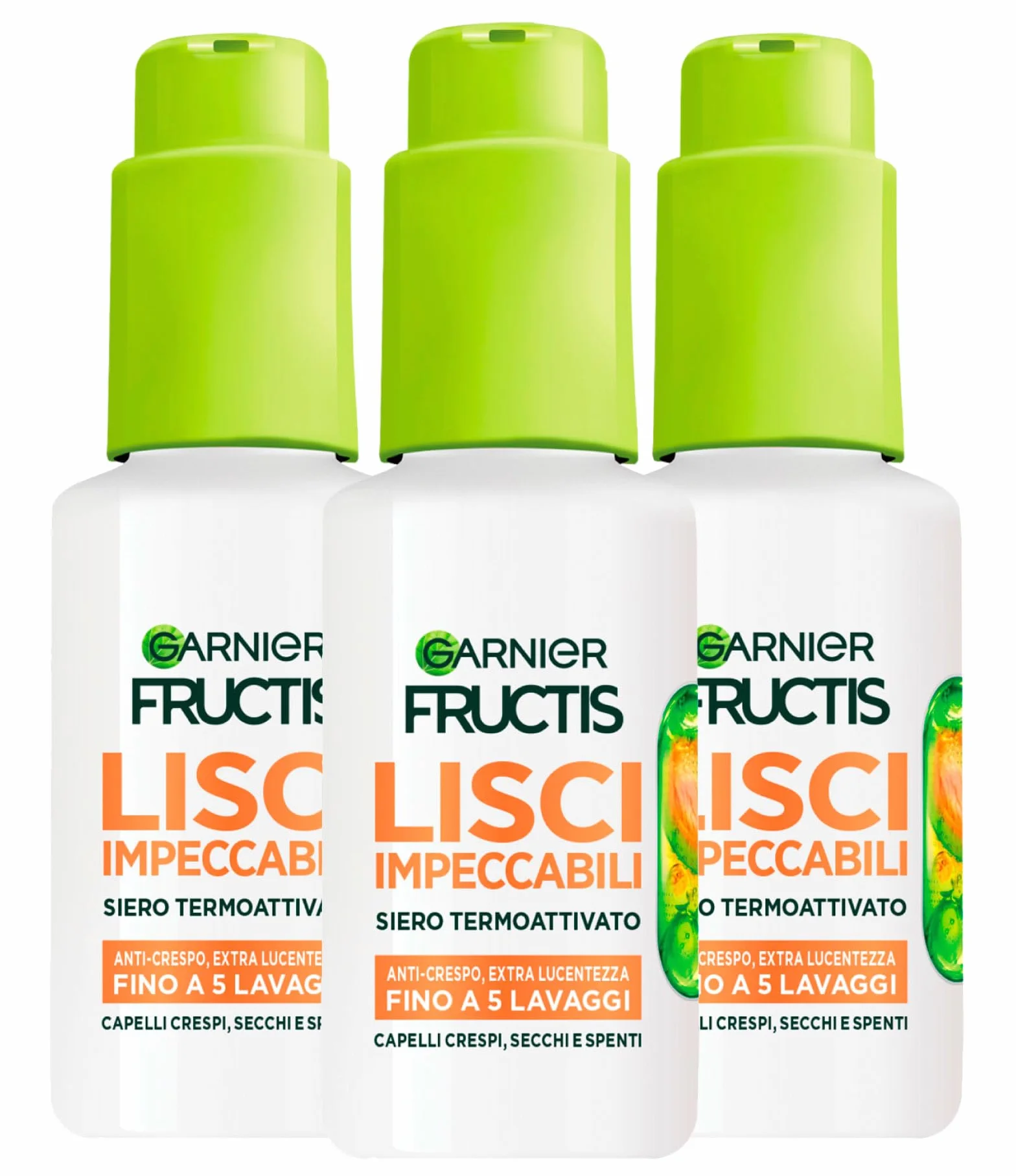 Garnier Fructis Sleek & Stay Sérum Cheveux Lisses Thermoprotecteur et Thermoactivé Anti Frisottis pour Cheveux Secs et Ternes Résiste à l'Humidité et Protège Jusqu'à 230°C - 3 Flacons de 50ml