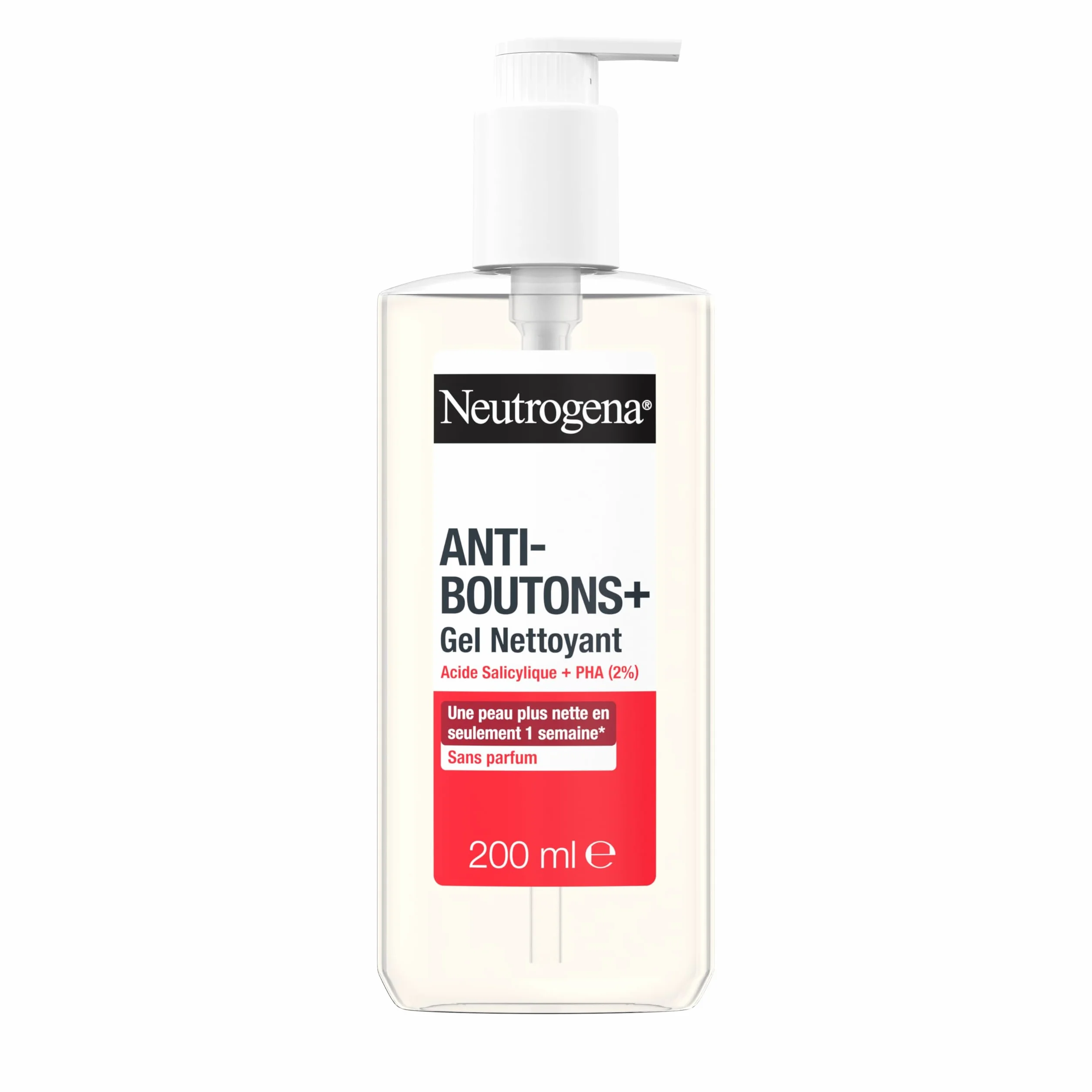 Neutrogena Gel Nettoyant Anti-Boutons Acide Salicylique 2% PHA 200 ml Soin Visage Peaux Acnéique