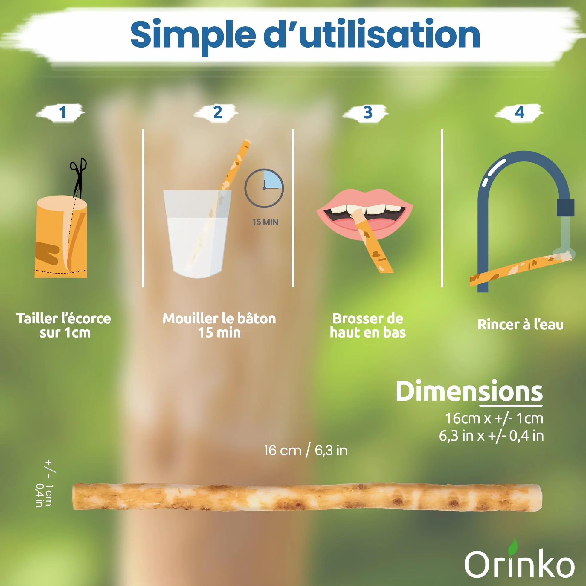 ORINKO Lot de 5 Bâtons de Siwak + Étui de protection – Brosse à Dents 100% Naturelle