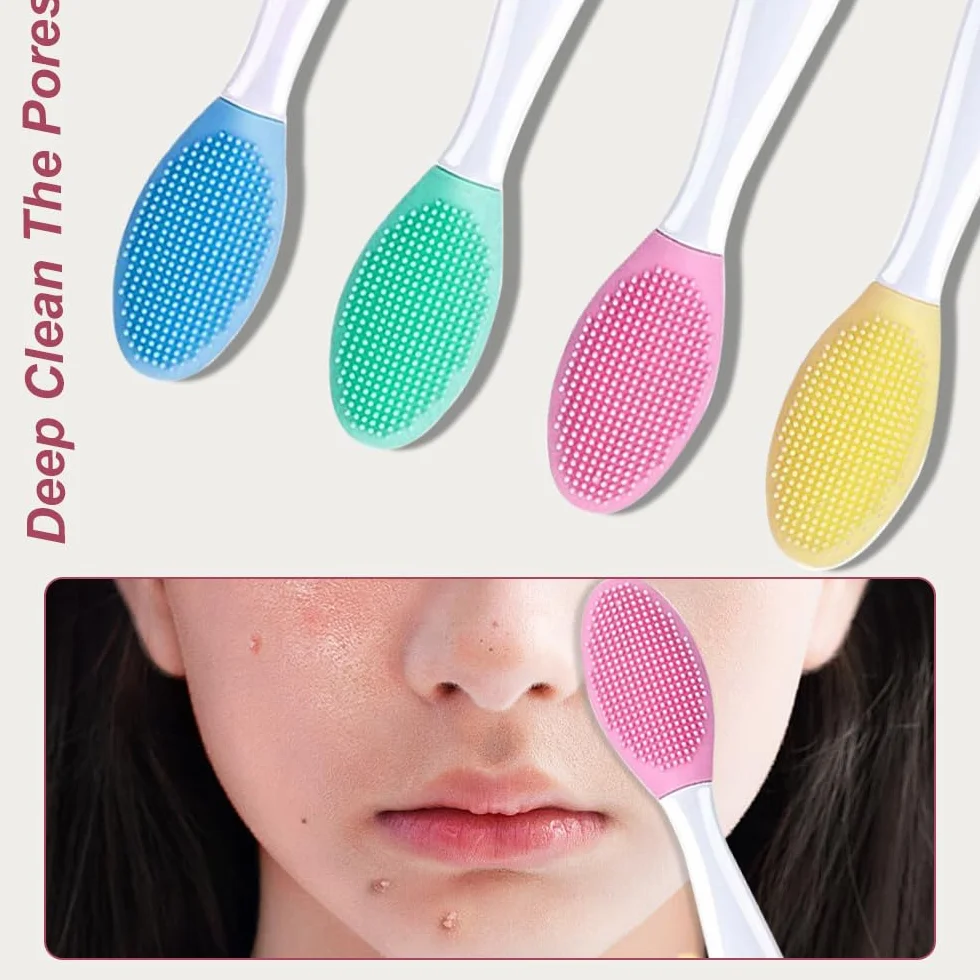 Pinceaux à Lèvres Double Face en Silicone 8 Pièces Exfoliant Nettoyage Nez