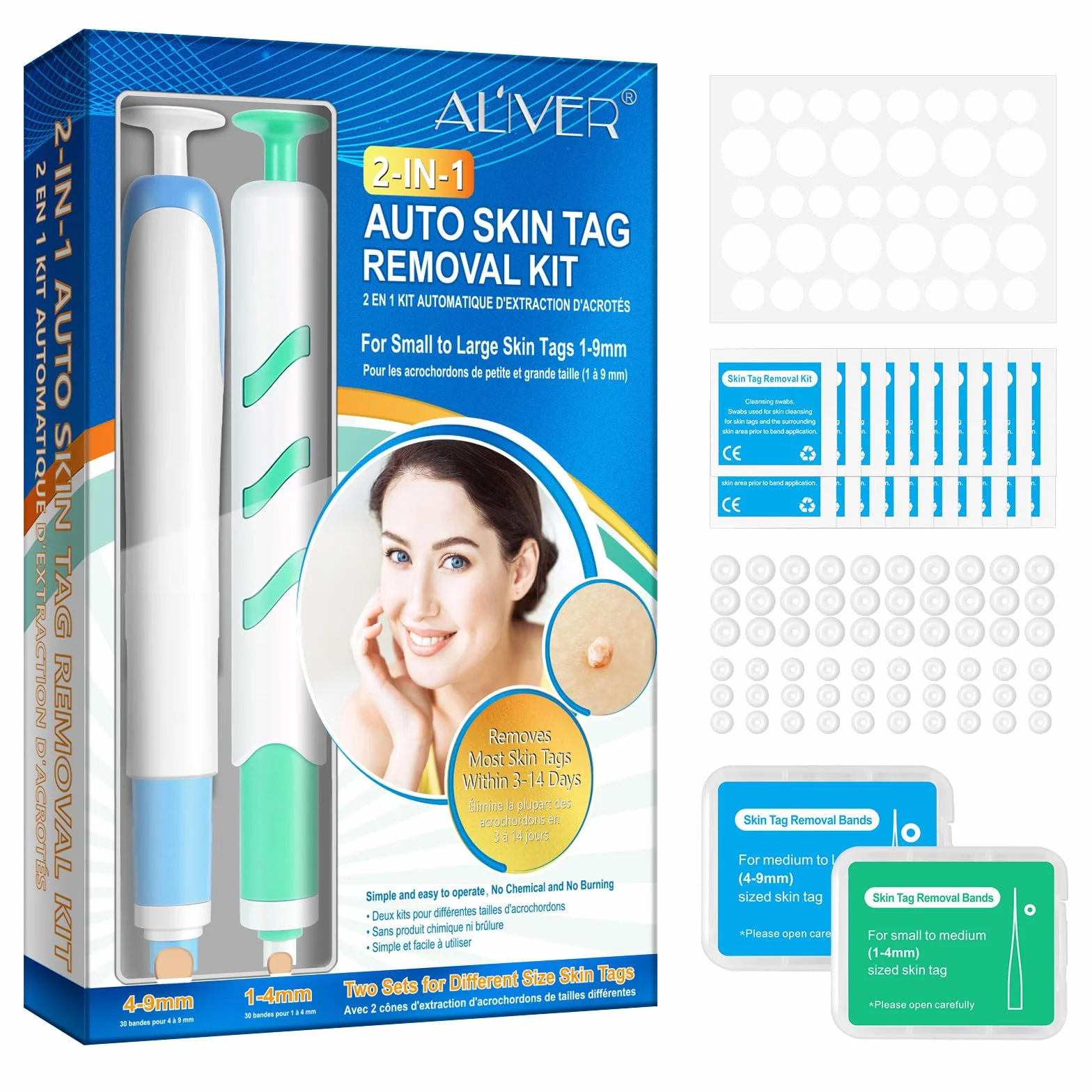 Enlèvement Des Acrochordons, Stylo Automatique 2 Tailles, Efficace Indolore Sûr Verrues Grains De Beauté 1-9 MM