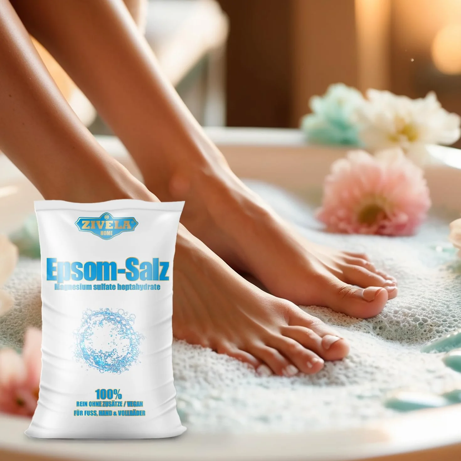 Sel de bain 5 kg - Sulfate de magnésium qualité pharmaceutique pur - Relaxation musculaire, soin de la peau - Blanc