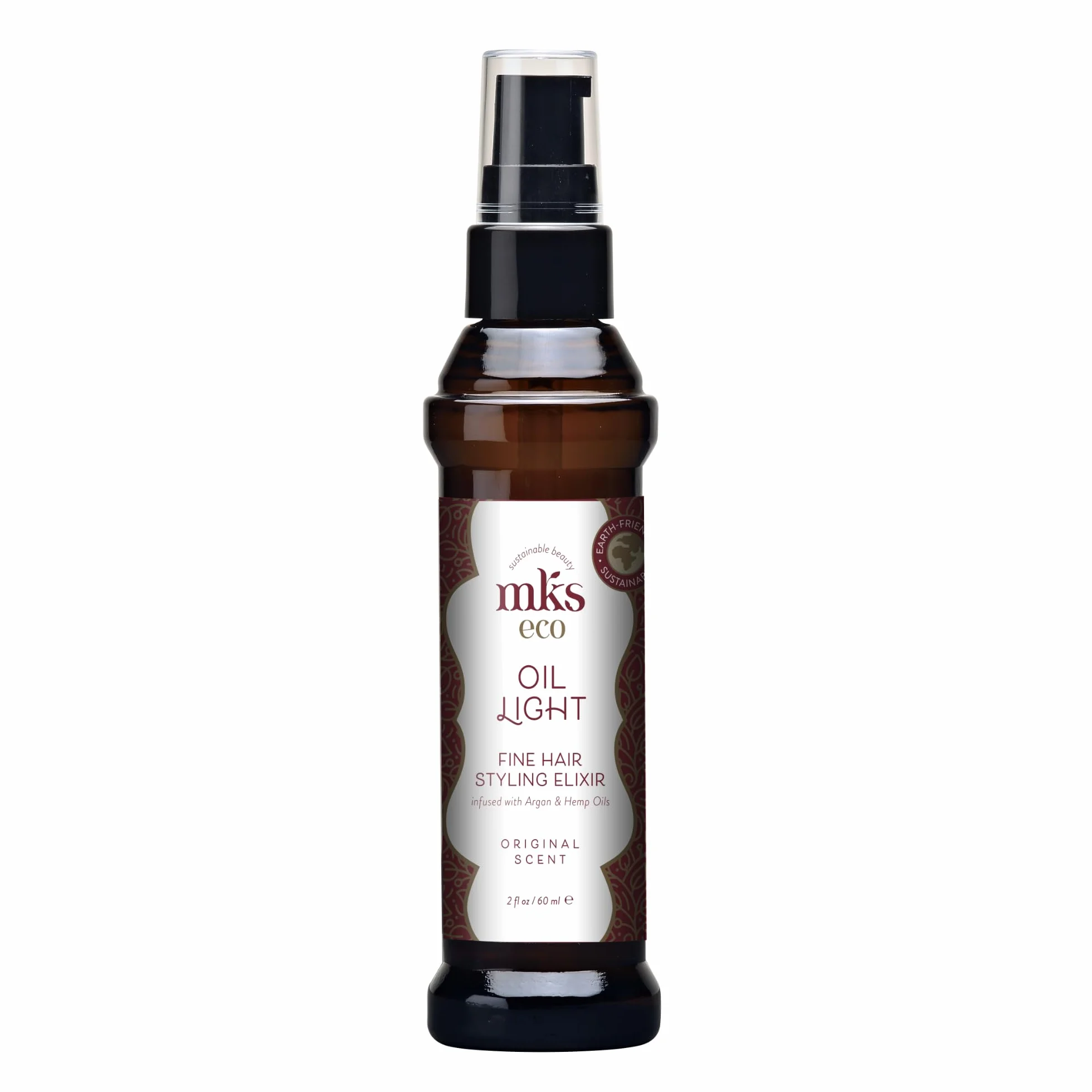 MKS eco Huile Légère, Originale - 2 fl oz - Élixir coiffant - Huile d'Argan du Maroc, Huile de Graines de Chanvre - Idéal pour cheveux fins - Hydrate, nourrit les cheveux et contrôle les frisottis