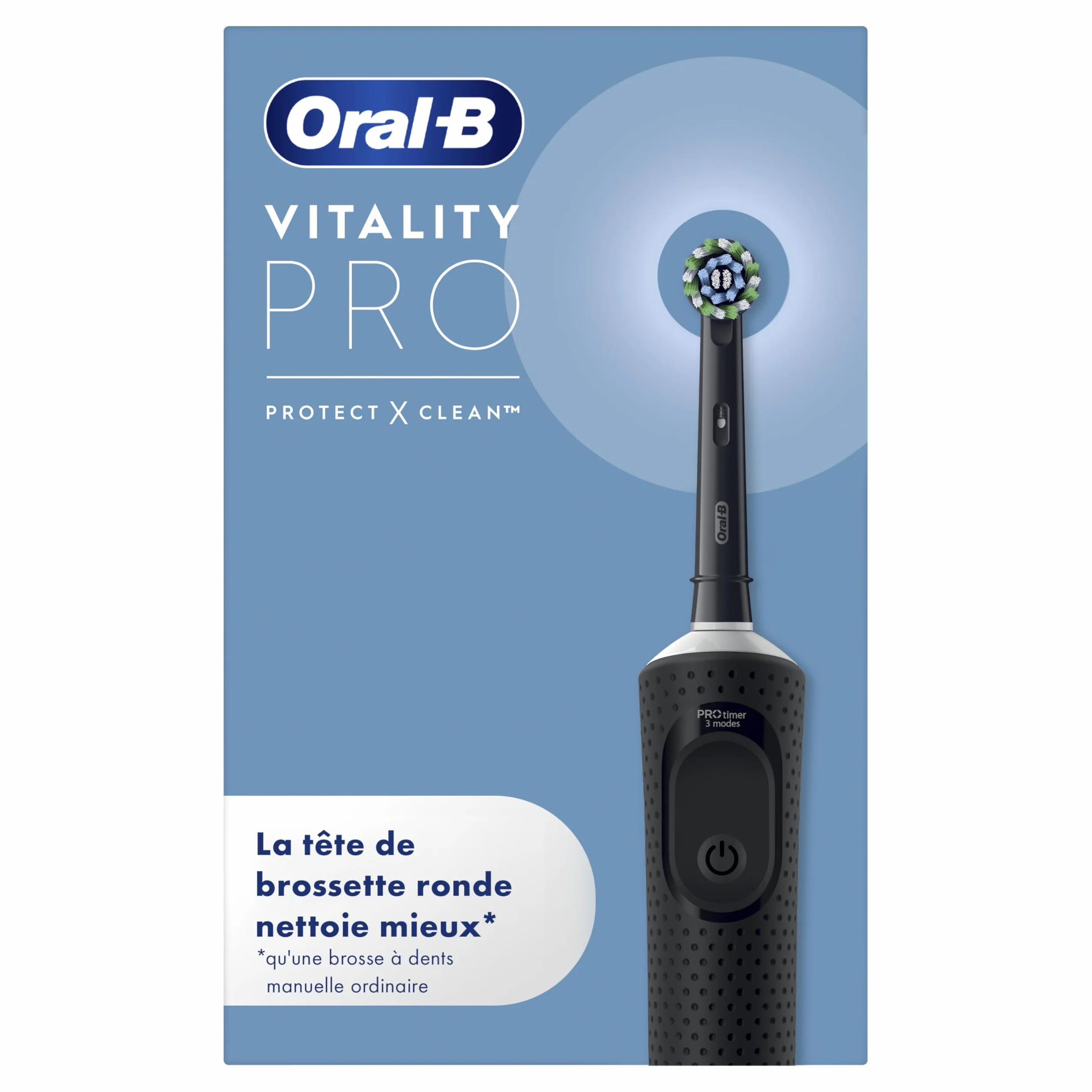 Oral-B Brosse à Dents Électriques Vitality Pro Noire 3 Modes Brossage Sensibilité Minuteur Intégré Chargeur