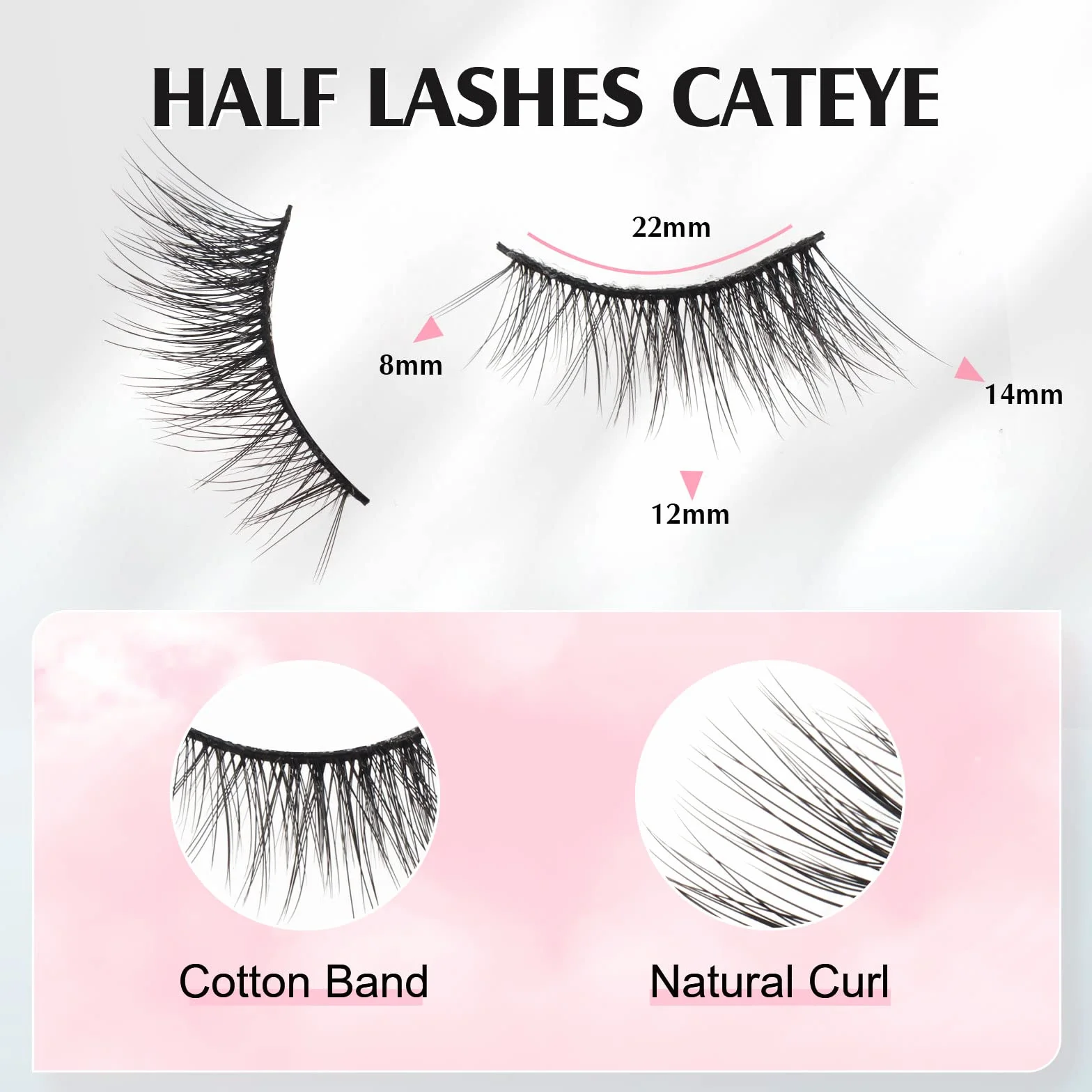 Parriparri Demi Faux Cils Cat Eye Half Lashes 10 Paires Naturel Coin Cils Oeil de Chat Doux 3D