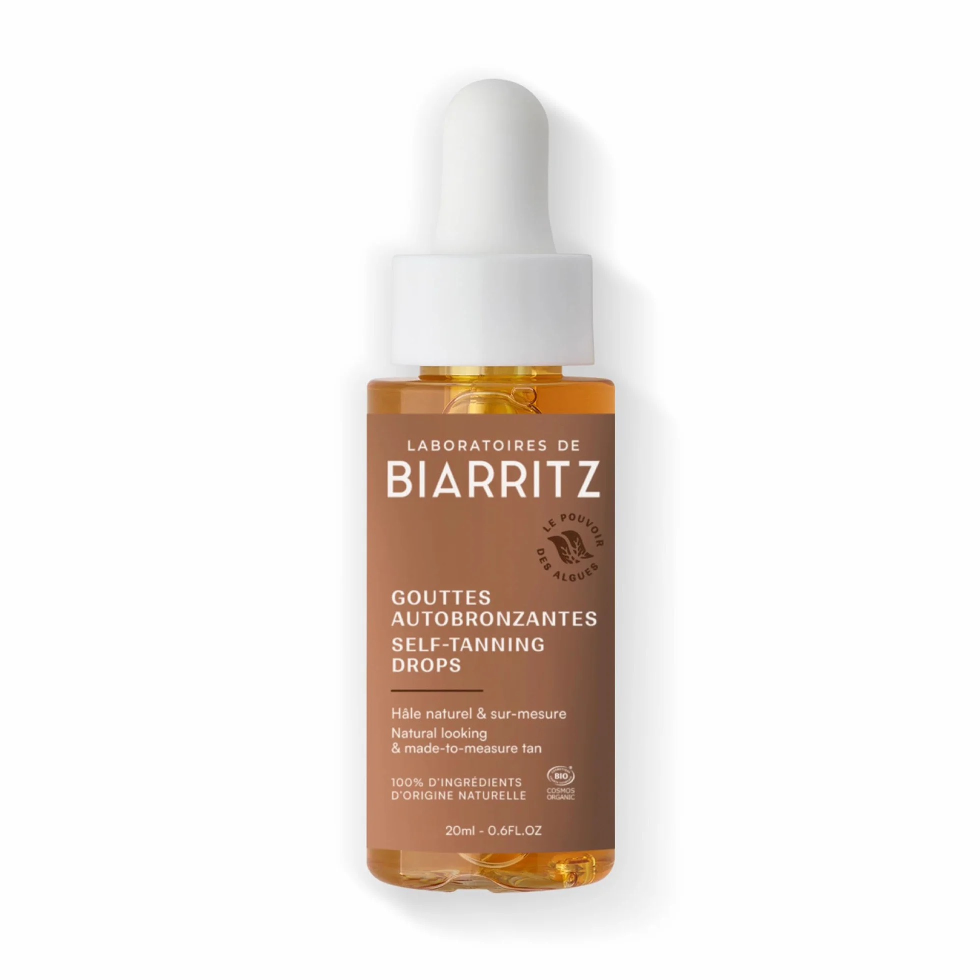 Laboratoires de Biarritz Gouttes Autobronzantes Certifiées Bio 20 ml | Visage et Corps, Teint Hâlé et Sur-Mesure, Certifiées Bio, Fabriquées en France