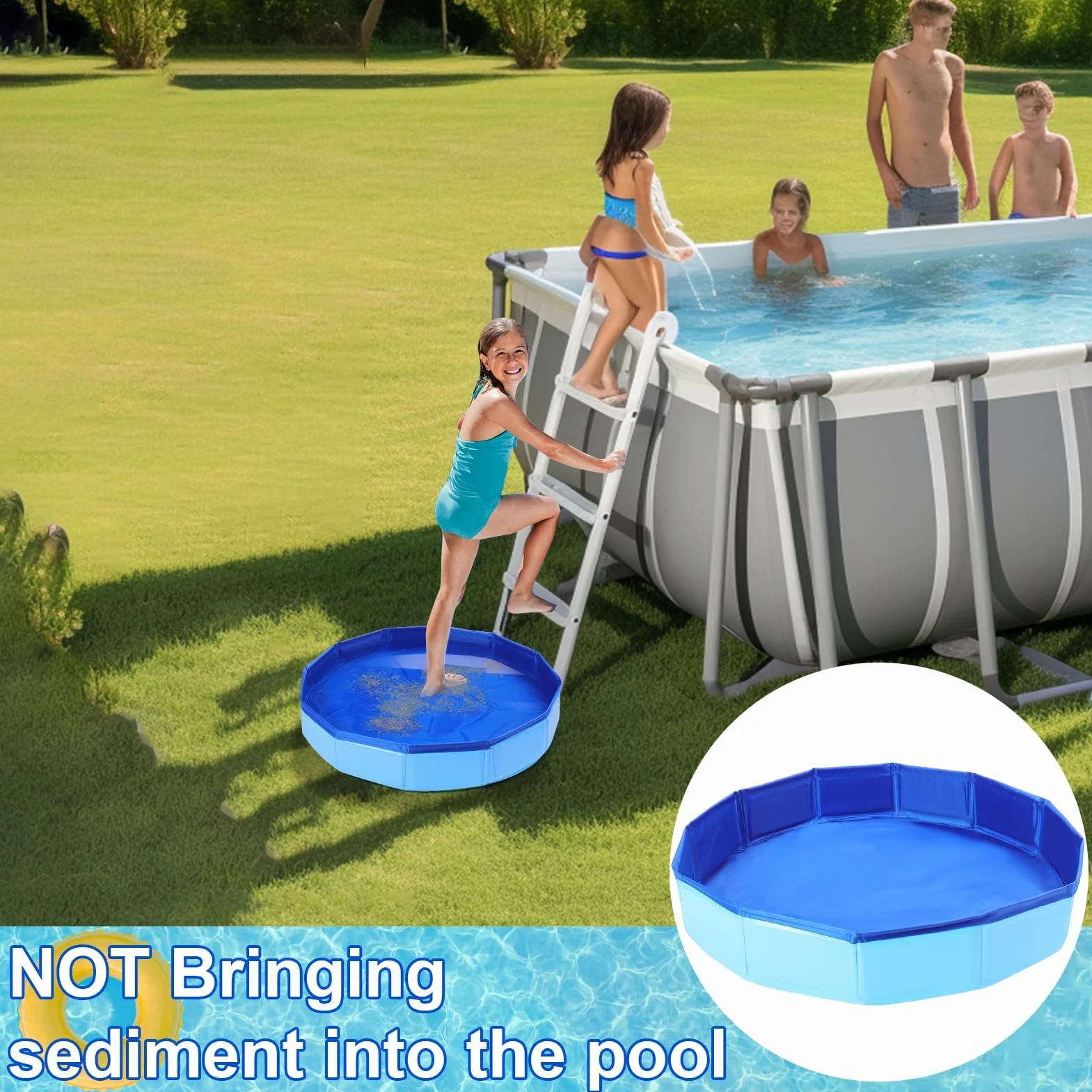 Bassin Pédiluve Pliable pour Piscine, Receveur Bain de Pieds