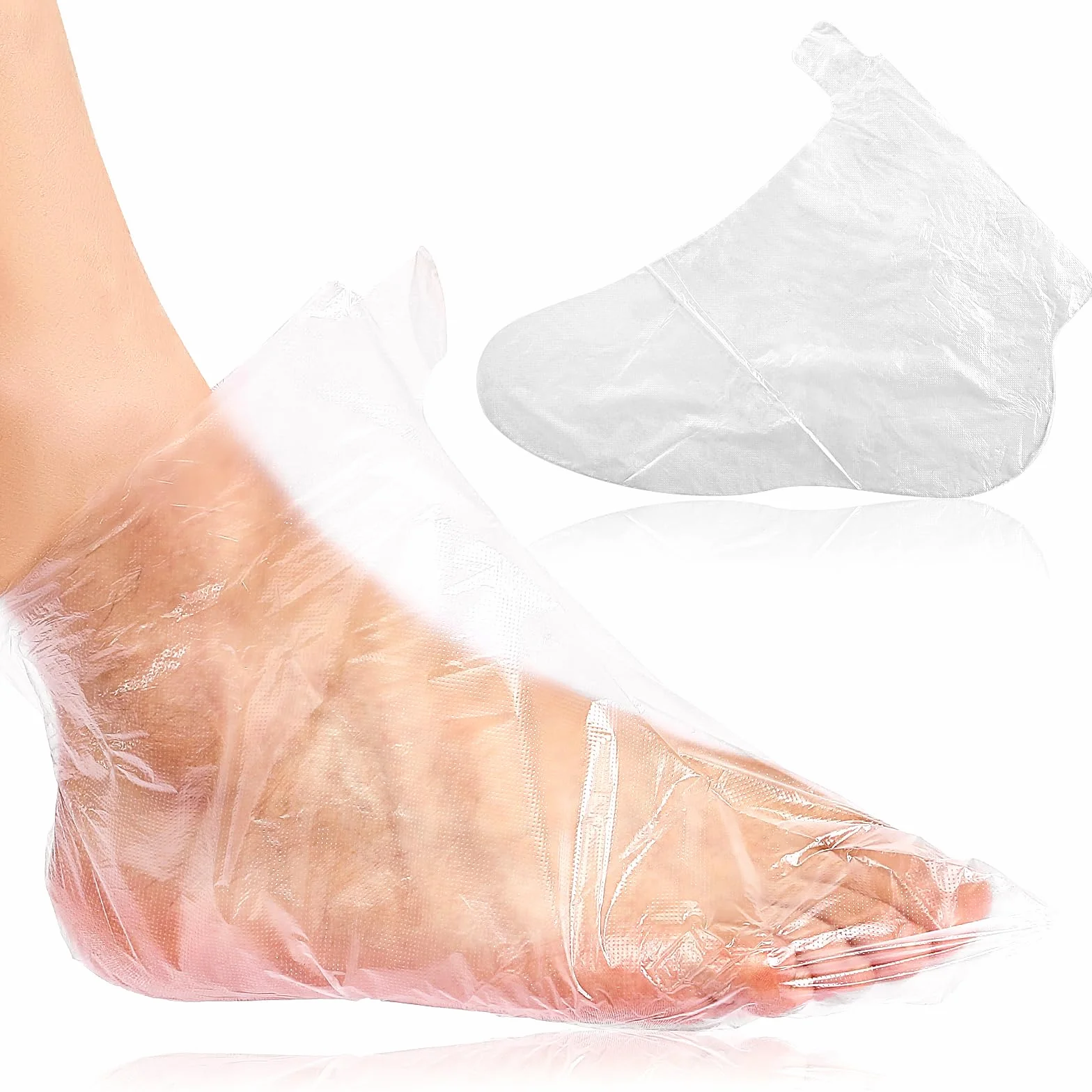 Lot de 100 couvre-pieds en plastique pour pieds - Jetables - Pour le bain de paraffine, la pédicure, le spa, les chaussures