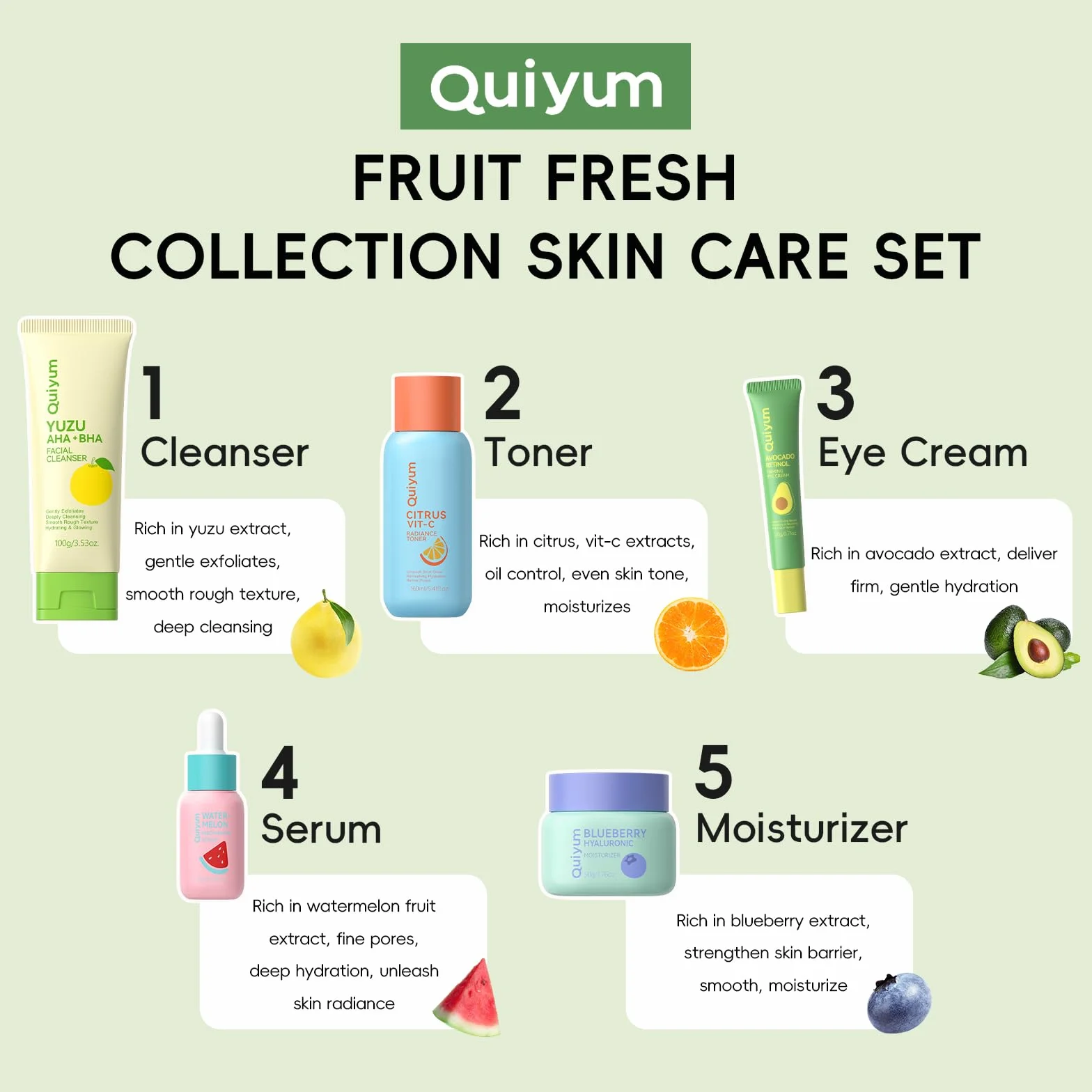 Coffret de soins visage aux fruits 14 pièces niacinamide céramides éclat hydratation