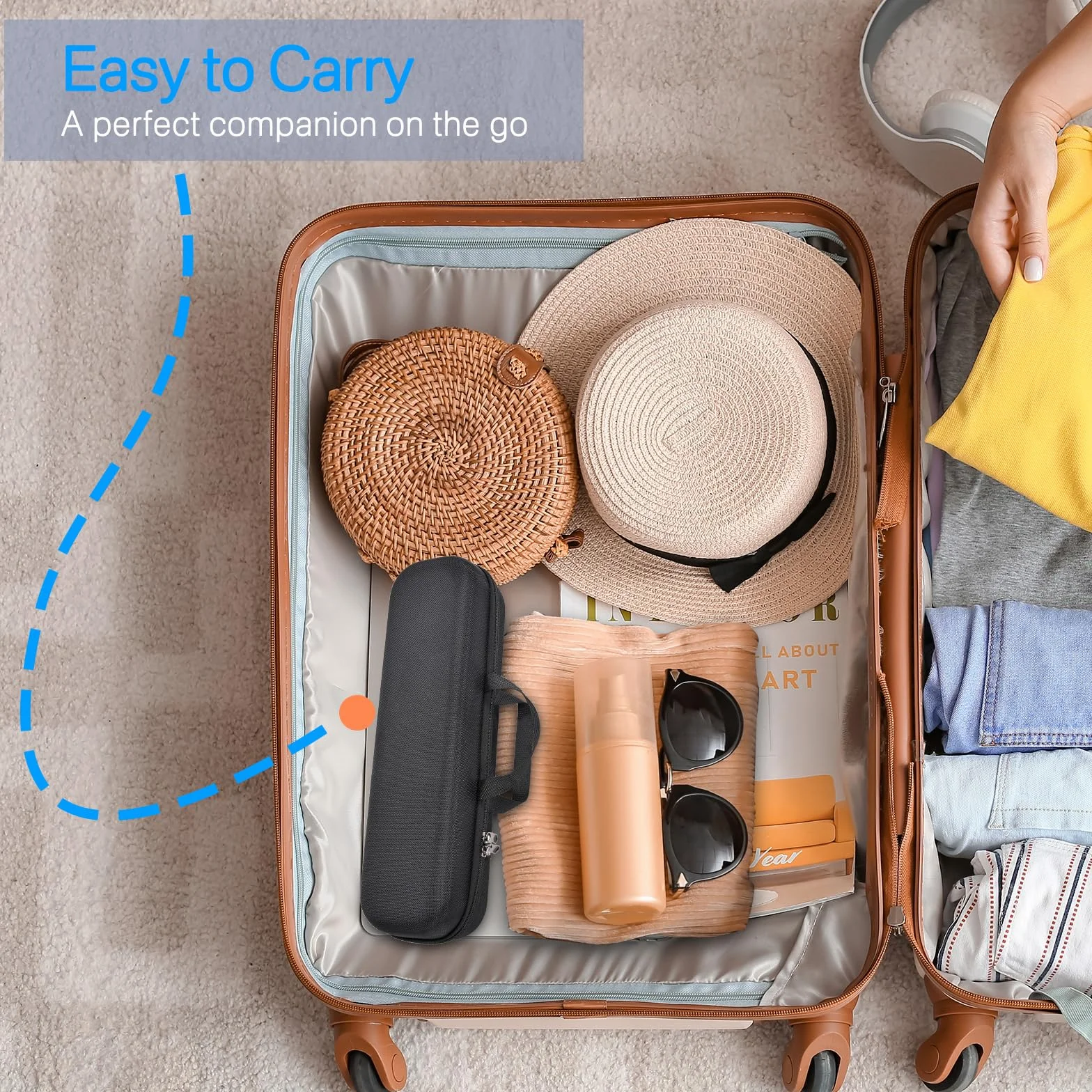 RAIACE Étui de Transport Rigide Compatible avec Le lisseur Dyson AirStrait, Sac de Rangement de Voyage. (à Vendre Uniquement l'étui) - Noir