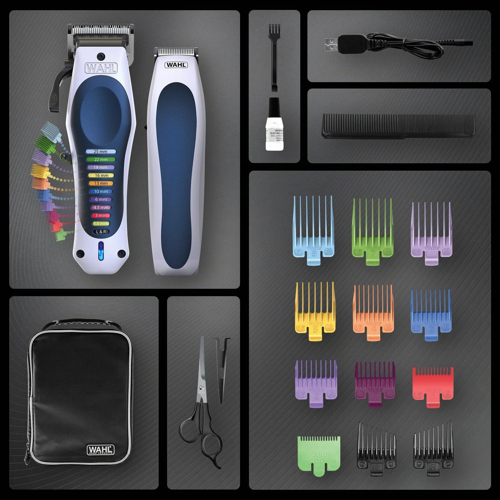WAHL Color Pro Lithium Combi Kit, Kit de coupe complet, Tondeuse barbe, Ciseaux & peigne