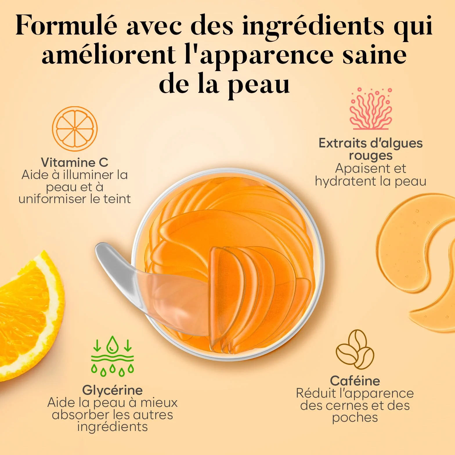 AURAE Masque Yeux Anti Cernes Vitamine C Caféine 30 Paires