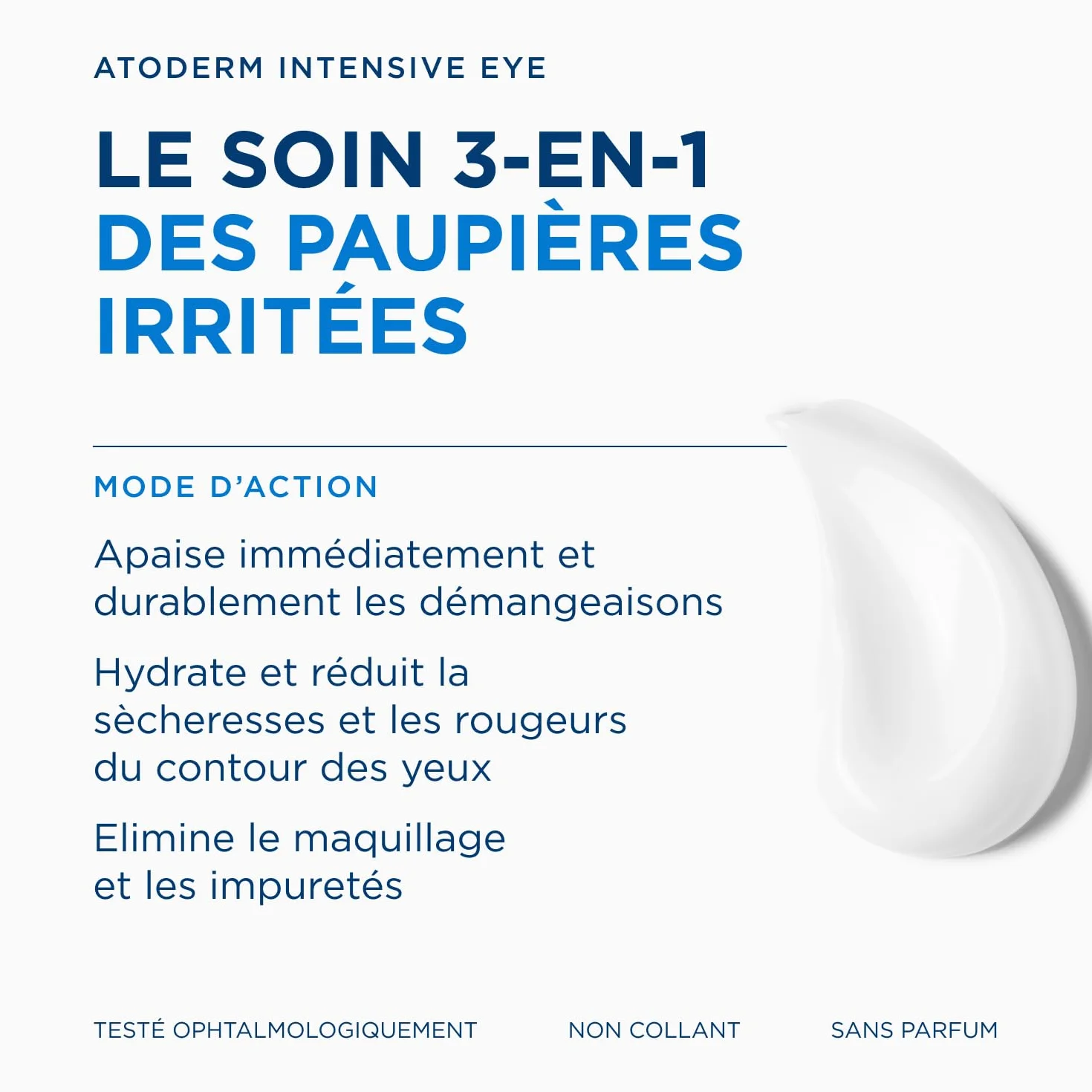 BIODERMA Atoderm Intensive Eye Soin 3-en-1 démaquillant apaisant réparateur paupières Peaux très sèches irritées atopique Tube 100 ml