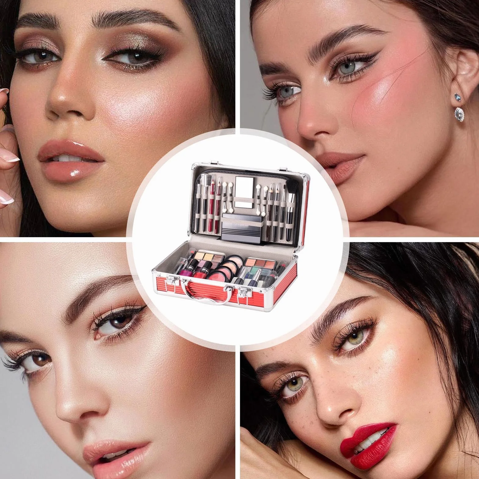 Teen Makeup Set for Beginners | - Multi-Functional Makeup Case with | Eyeshadow, Blush, Eyebrow Pencil, Lipstick & Nail | Perfect Makeup Kit for Teens