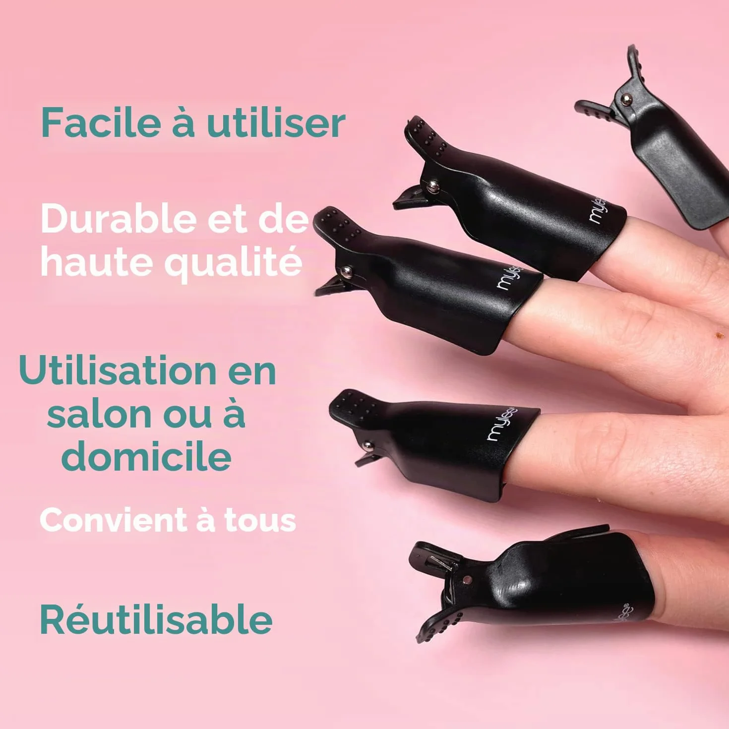 Mylee Dissolvant Vernis Semi-Permanent Acétone Pure 300ml + 100 Lingettes + 10 Pinces Ongles