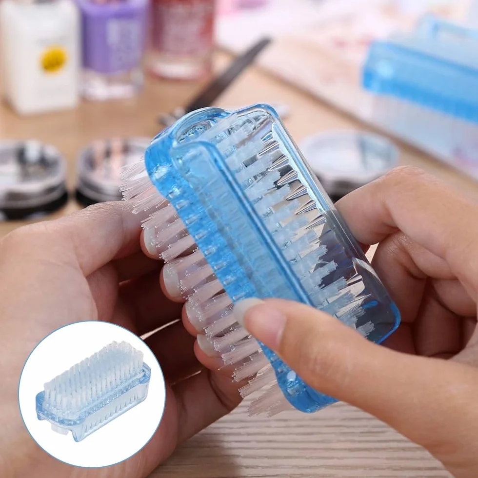 Lot de 3 brosses à ongles robustes double face transparente exfoliante pour nettoyage des mains, pieds