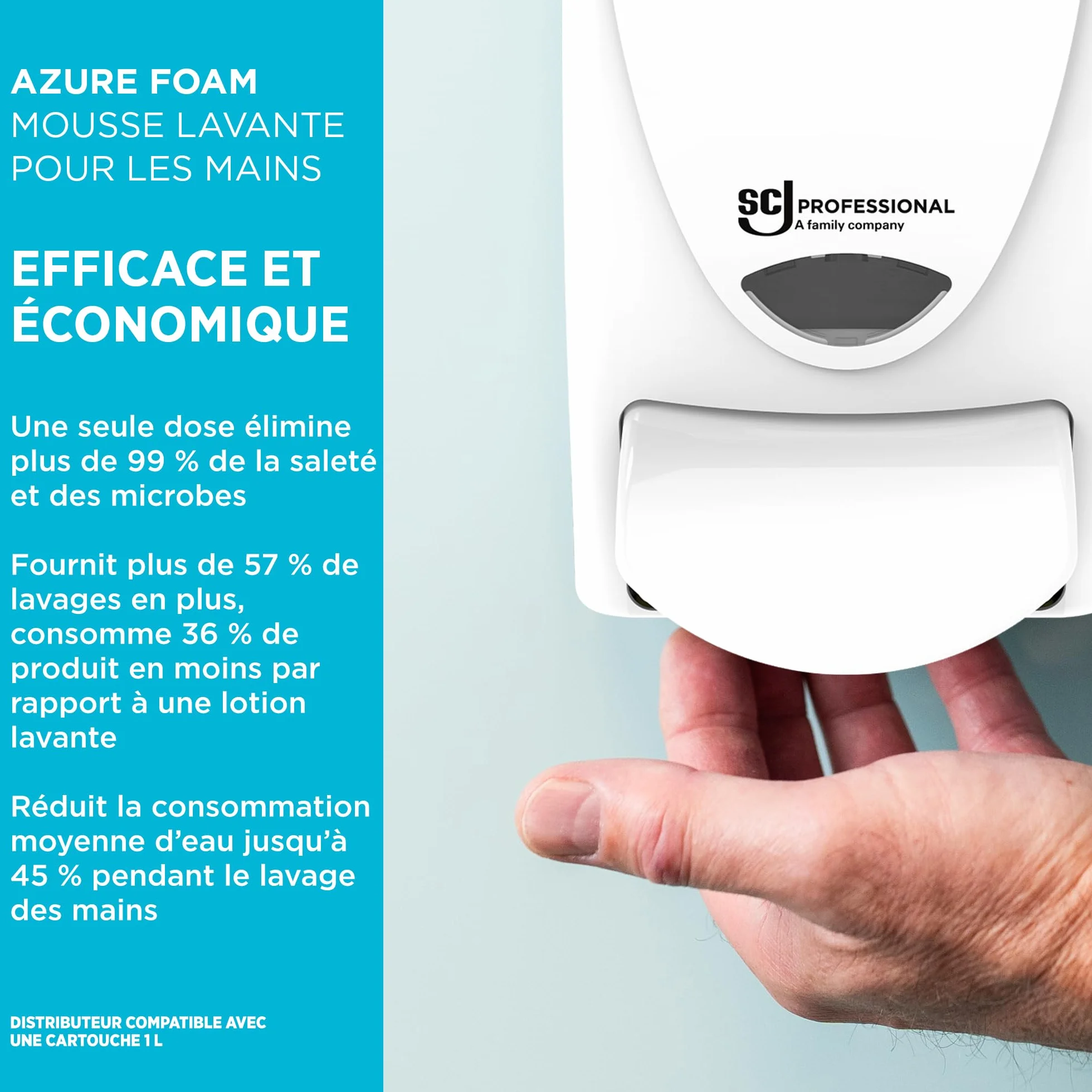 SC Johnson Professional Azure Foam Kit de Recharges – Nettoyant moussant – Lavage des Mains pour Peaux sensibles – Parfum Fruits Frais – 2 Cartouches de 1 Litre – Réservé à Un Usage Professionnel