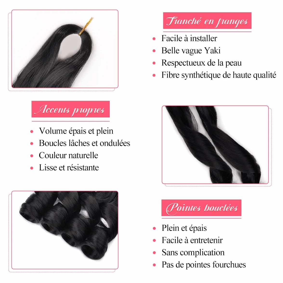 18 Inch French Curly Braiding Hair 8 Packs Natural Black Synthetic French Curl Crochet Hair for Black women(1B#, 18Inch (Pack of 8))