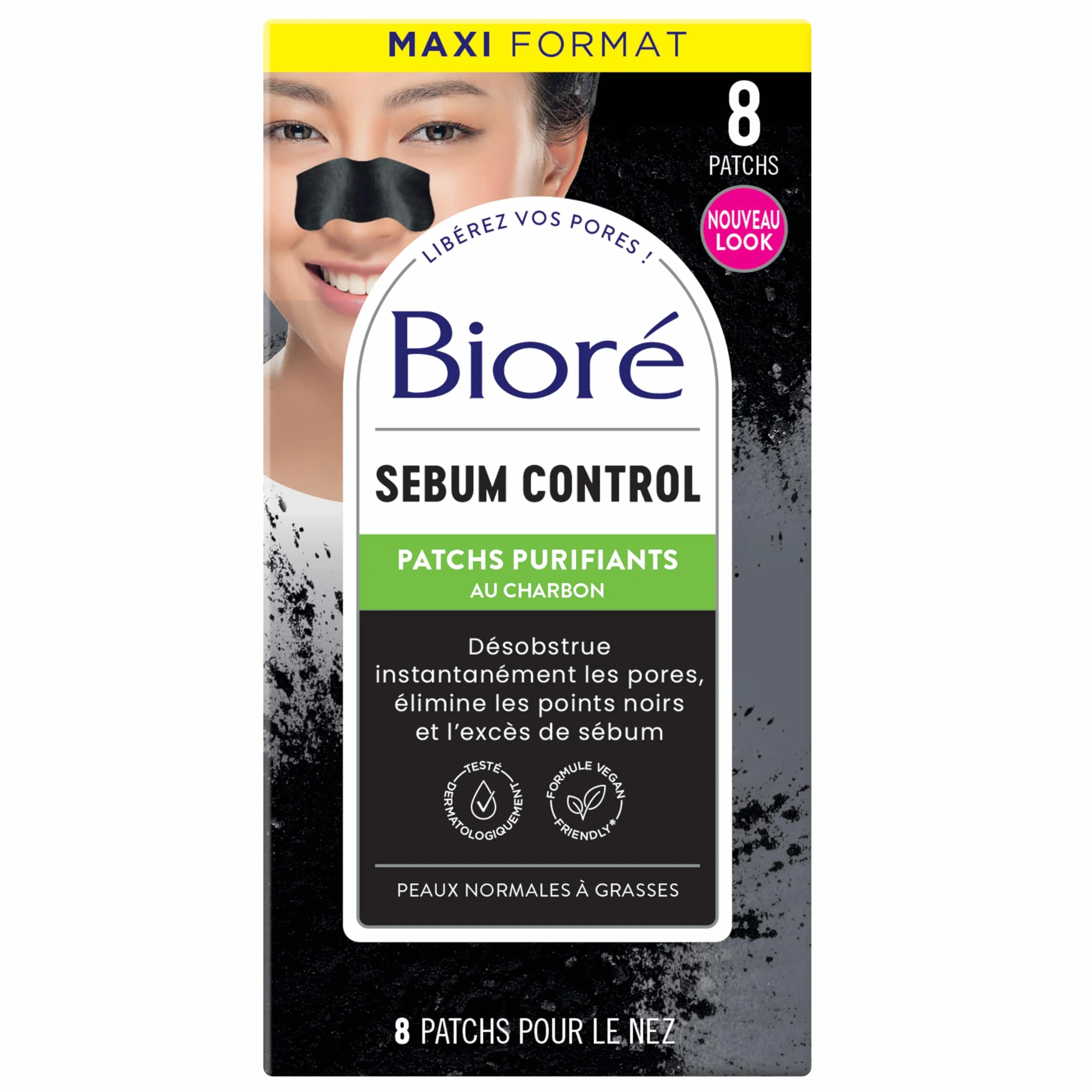 Biore 8 Patchs Purifiants au Charbon MAXI format
