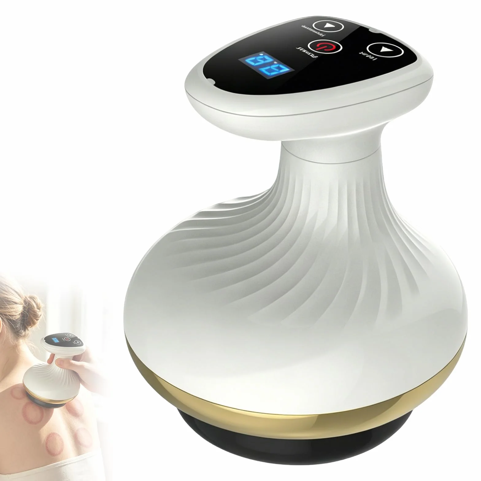 Appareil de massage 4-en-1 contre la cellulite, aspiration et Gua Sha électrique, 9 niveaux de chauffage, 9 niveaux d'aspiration, peau plus ferme et meilleure circulation sanguine, massage en