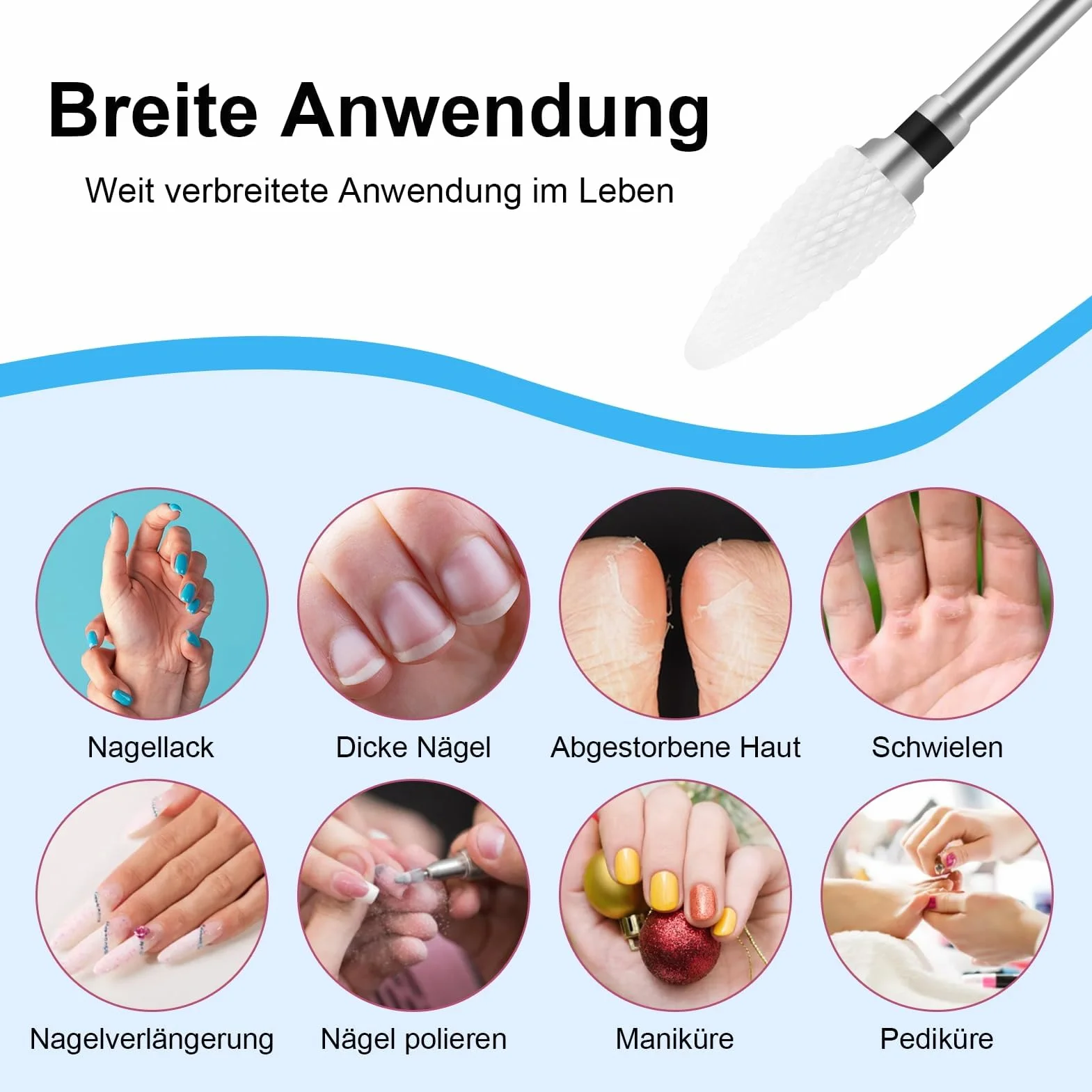 Foret À Ongles Professionnel Céramique 5 Pièces Set Manucure Pédicure