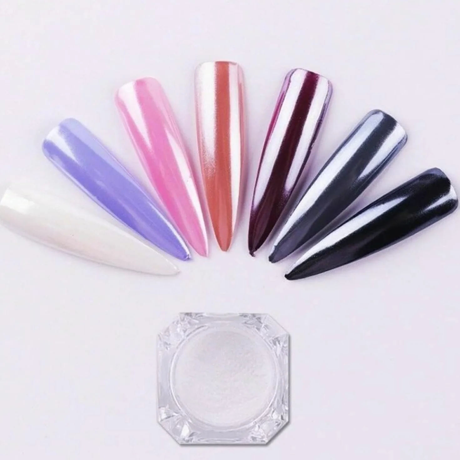 Poudre à ongles en chrome nacré blanc brillant pour nail art - Accessoire pour ongles - Poudre de pigment chromé