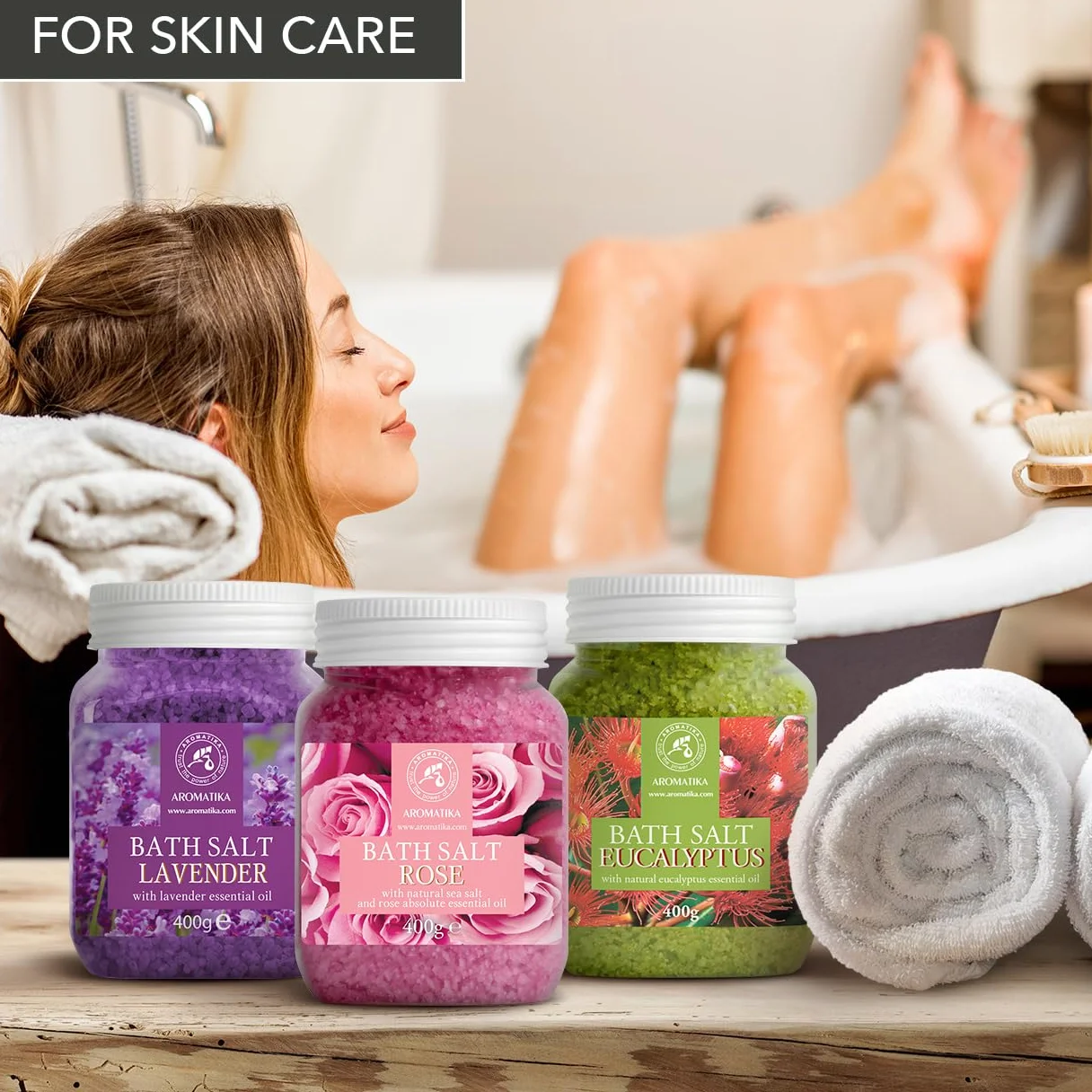 Sels de Bain Set 3x400g Lavande Rosa Eucalyptus Naturelle