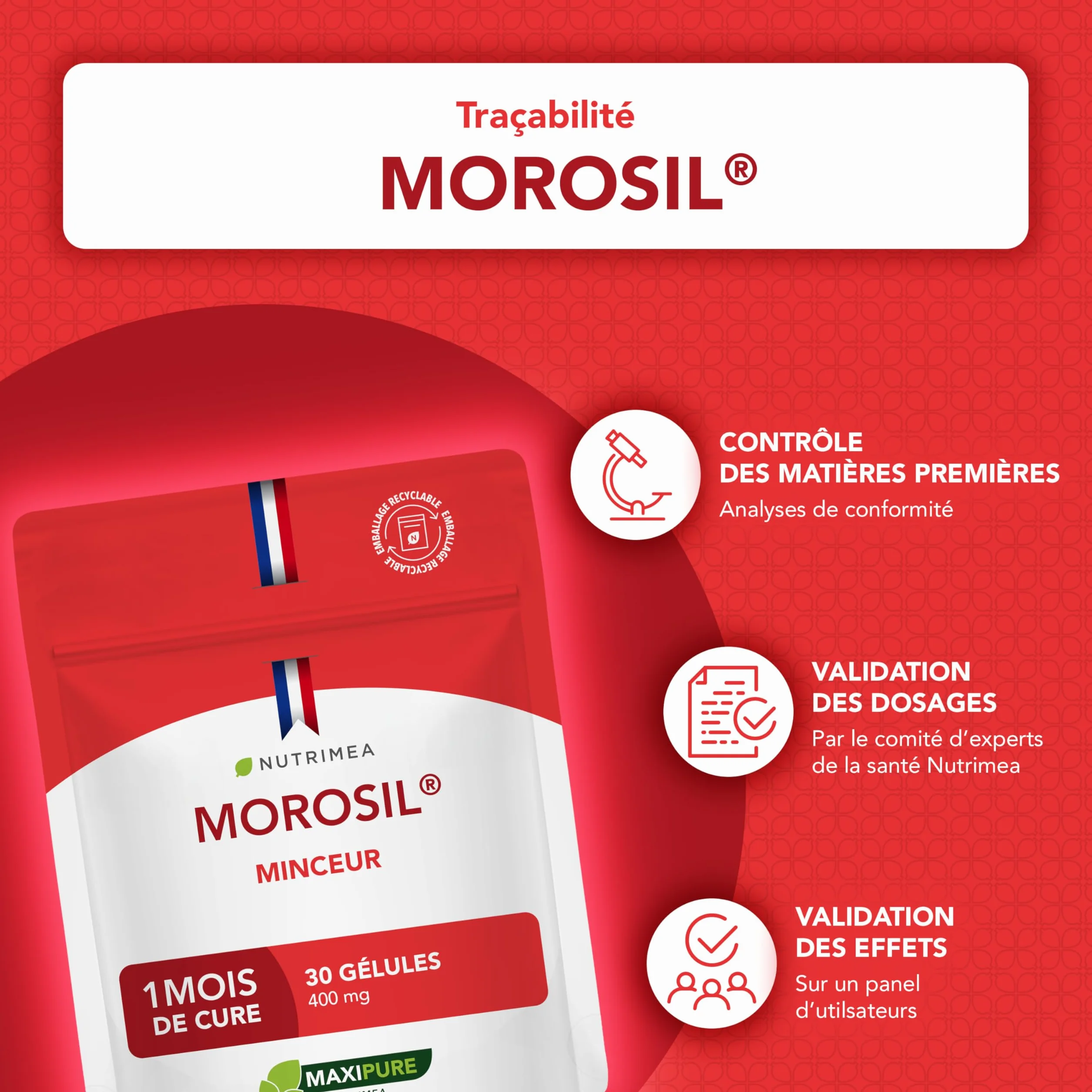 Nutrimea MOROSIL® 400 mg Extrait d’Orange Moro Breveté 30 Gélules Vegan Fabriqué en France