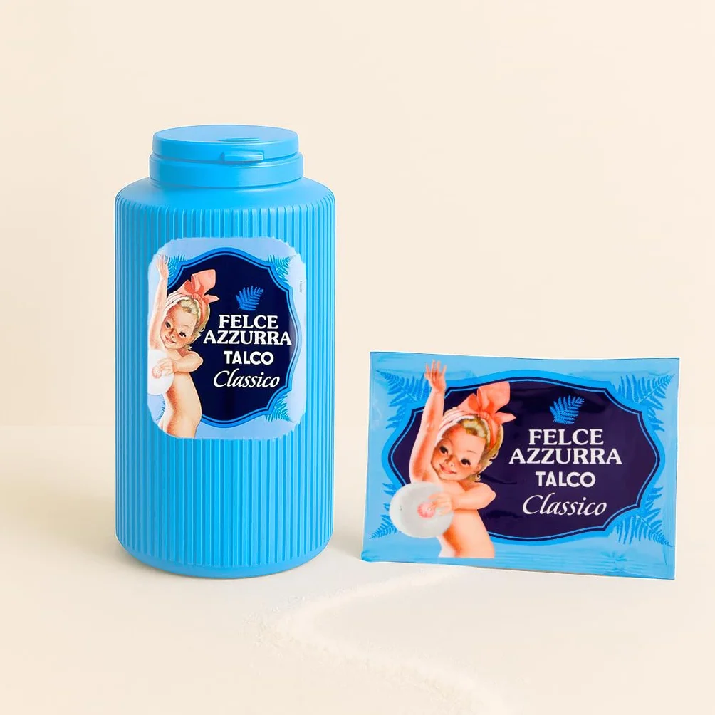 Talc Felce Azzurra Classico 500 g + 100 g Poudre Parfumée pour Peau Douce et Fraîcheur Durable