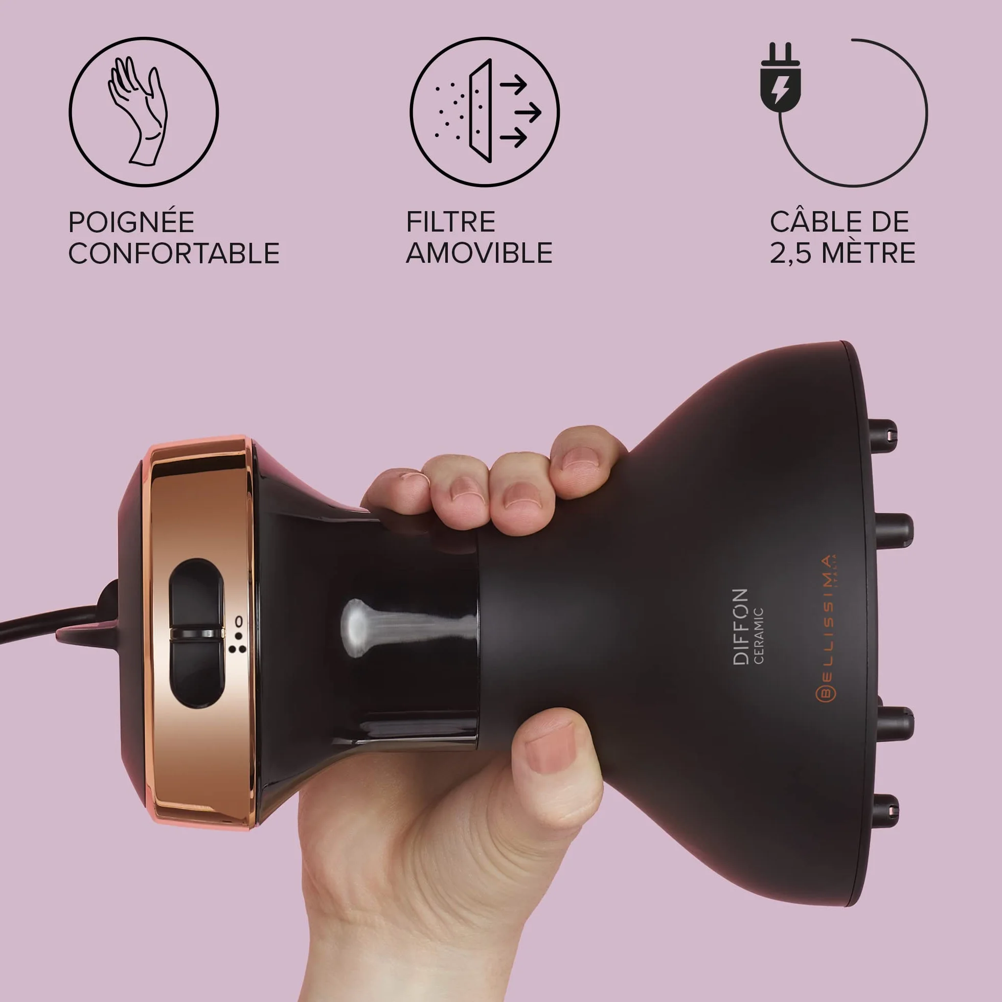 Bellissima My Pro Diffon Ceramic Sèche-cheveux Diffuseur Tout-en-Un 700 W Technologie Céramique 2 Puissances