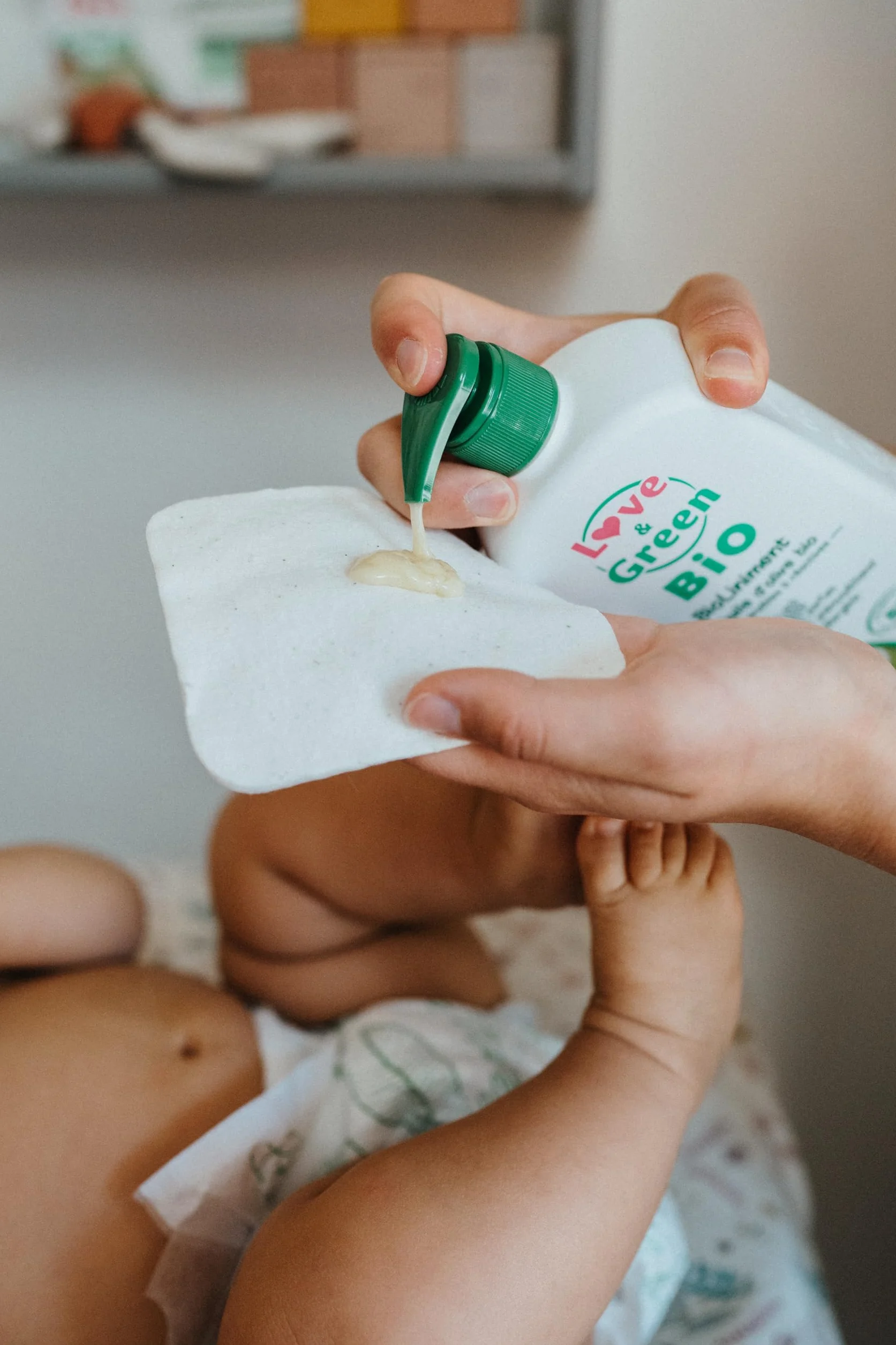 Love & Green Cotons Maxi Carrés Hypoallergéniques x70 Change et Toilette Bébé 100% Bio Fabriqués en France