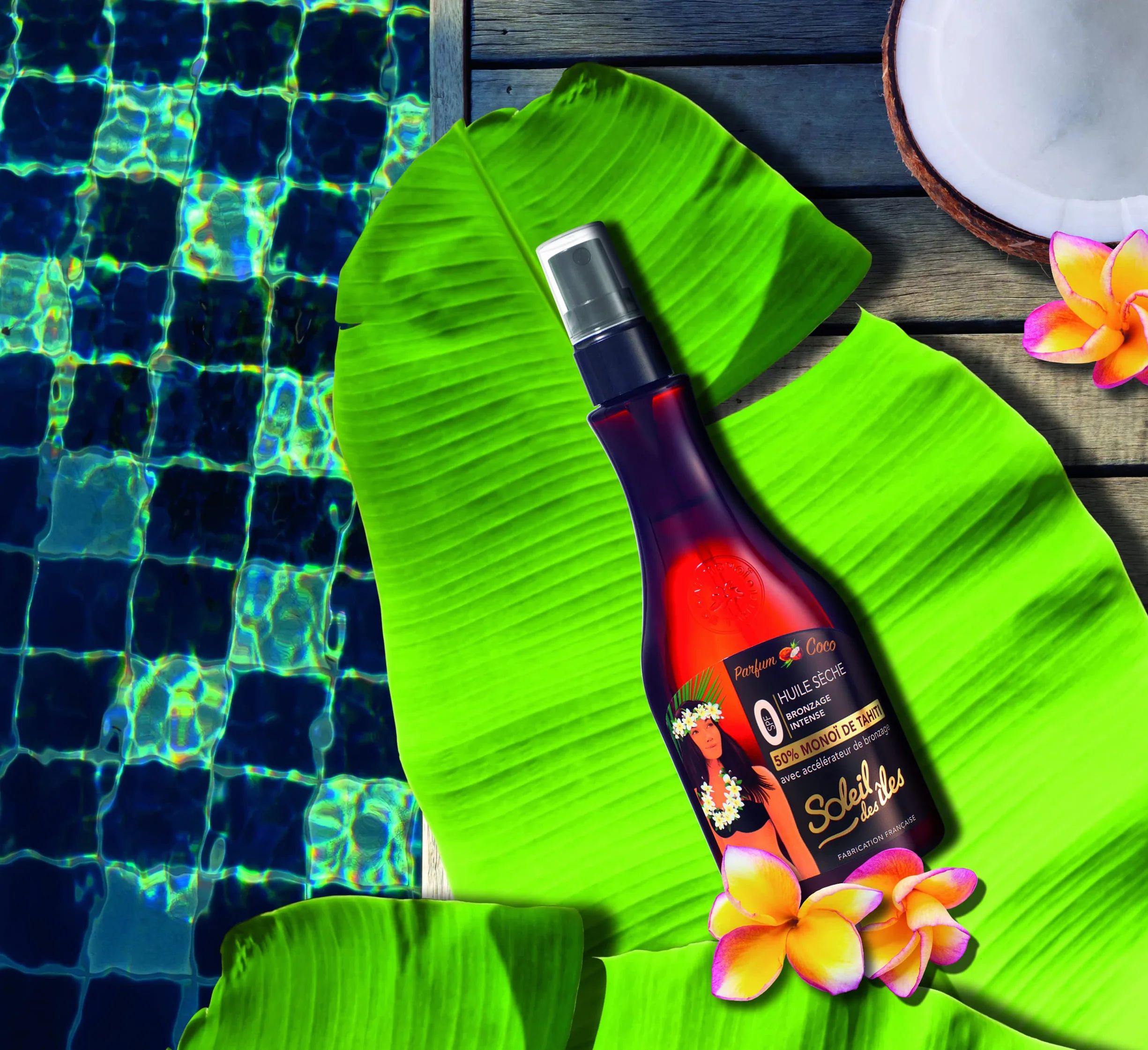 Huile Sèche Bronzante au Monoï de Tahiti 100% Naturel – Parfum Coco – Accélérateur de Bronzage – Fabriqué en France