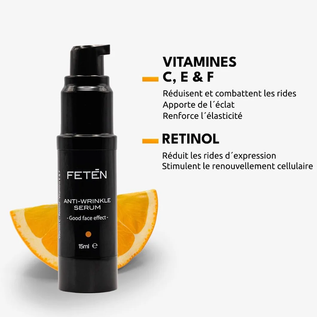 FETEN Sérum Vitamine C et Rétinol pour Homme - Crème Hydratante Anti Rides Visage et Contour des Yeux - Soin Anti-âge