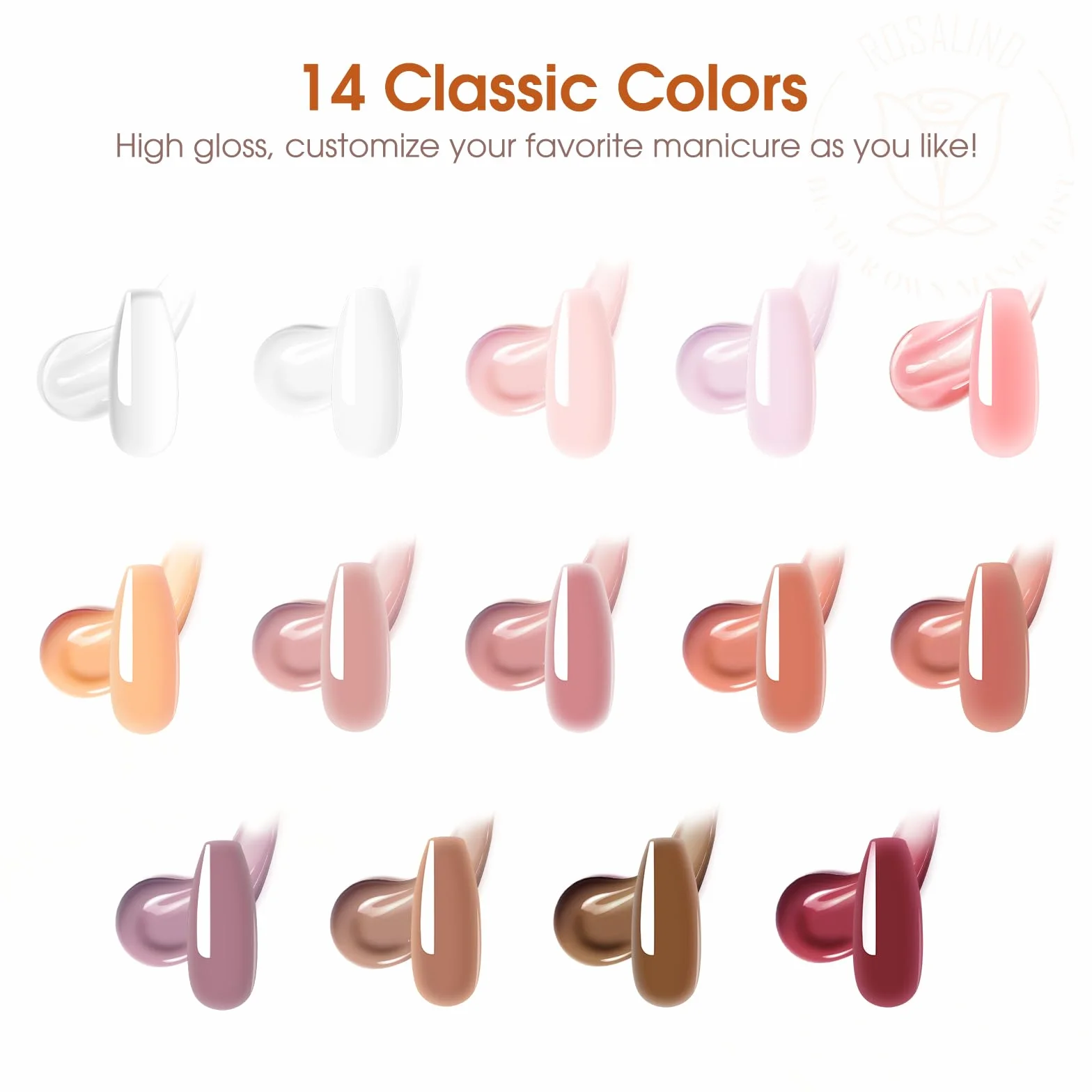 ROSALIND 48W Lampe UV Gel Ongle Kit Complet 14 Couleurs avec Lime Électrique Base et Top Coat