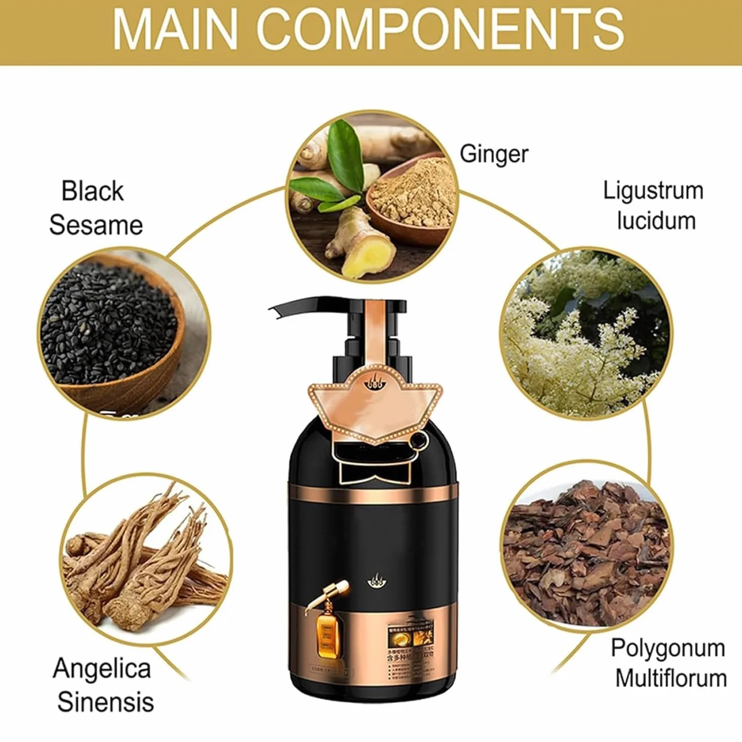 Shampoing anti-perte de cheveux, shampooing japonais au ginseng, shampooing Bai Hei Ke, shampooing volumisant multi-usages, shampooing anti-chute de cheveux à l'extrait de gingembre, formule