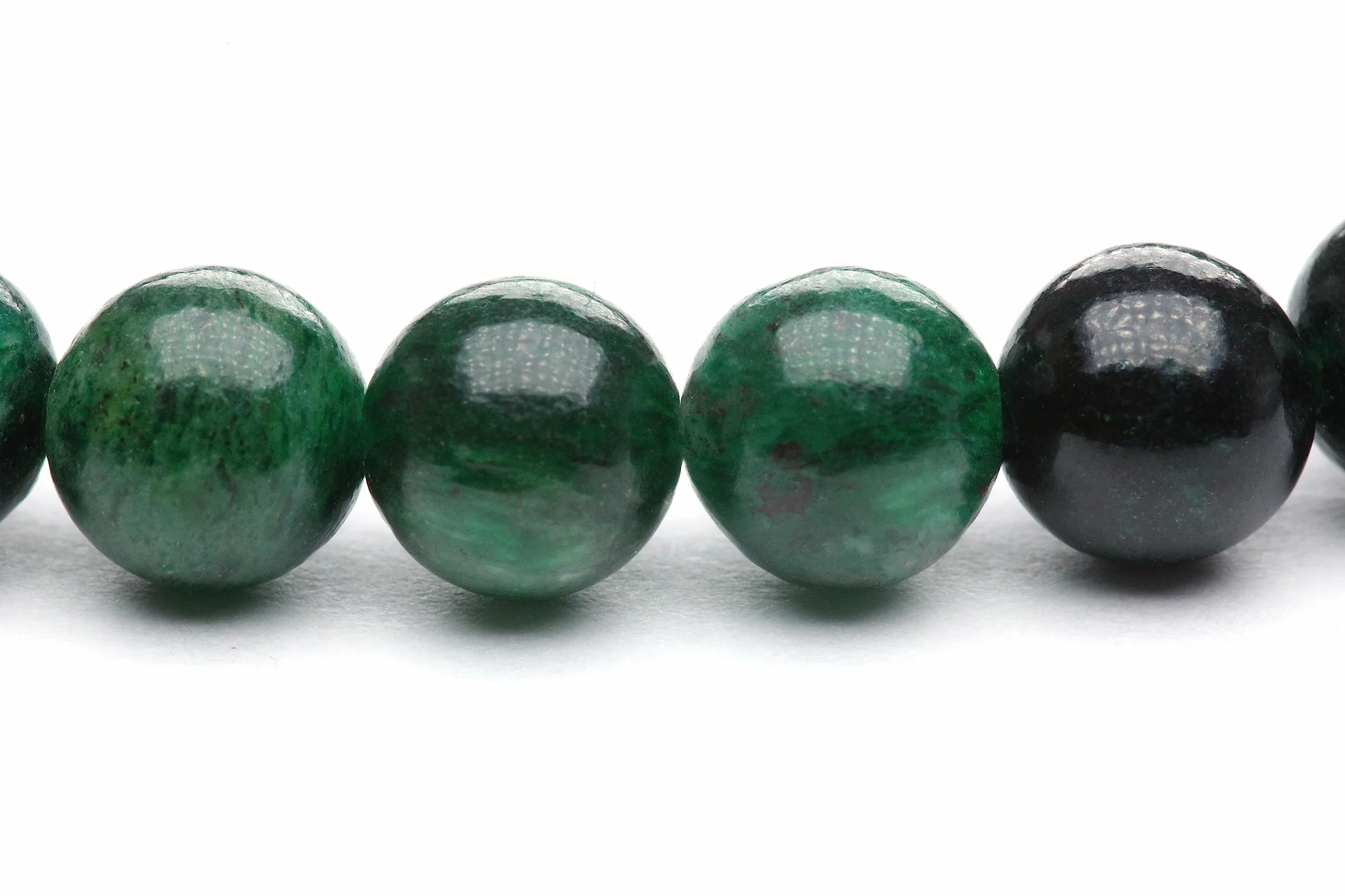 Bracelet en émeraude véritable pierre précieuse 6mm perles rondes cœur acier inoxydable porte-bonheur