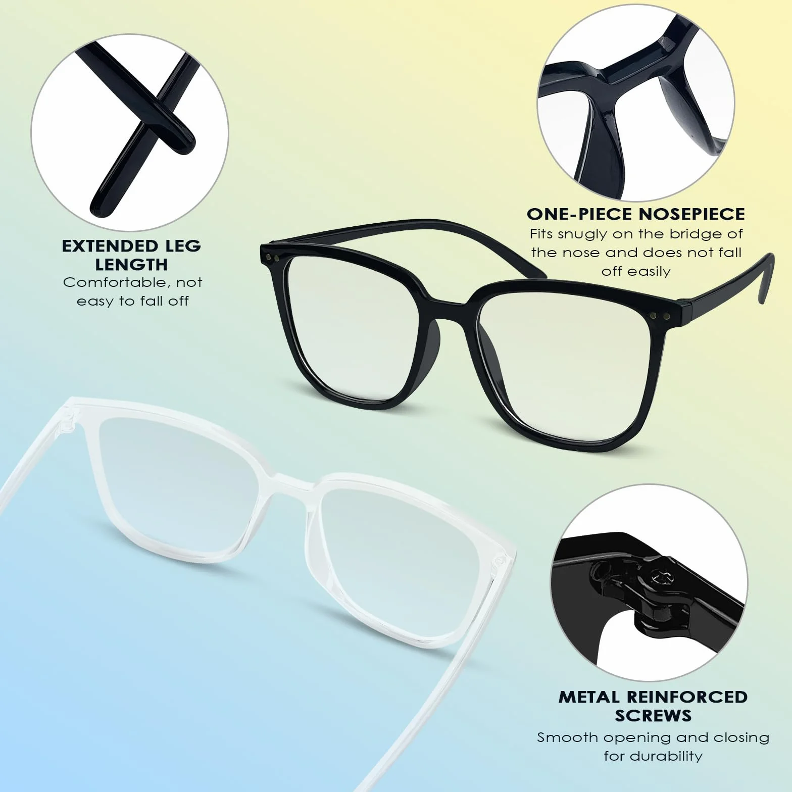 Lunettes Anti Lumiere Bleue, Lunettes D'ordinateur Anti-Fatigue, Monture Large, Léger et Portable pour Homme Femme