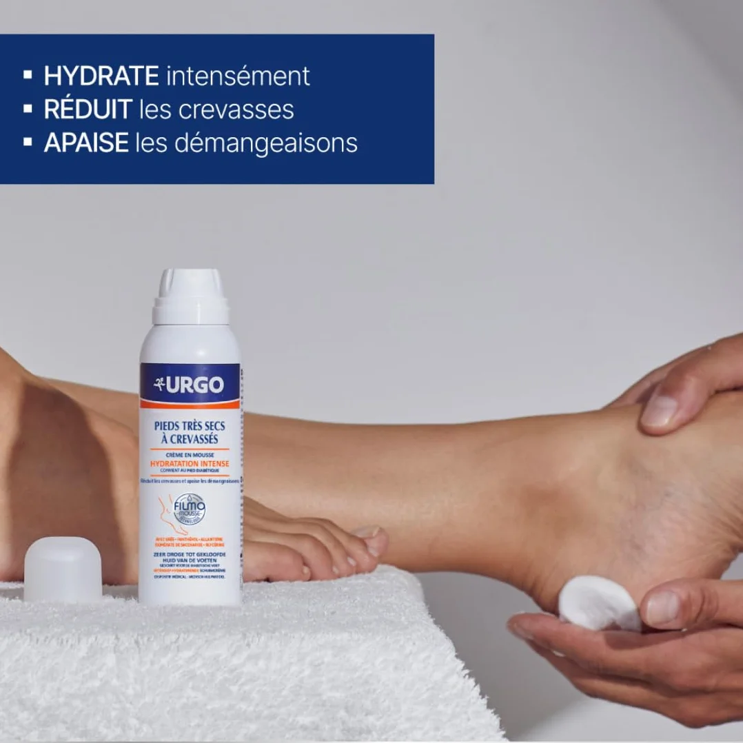 Urgo Filmomousse Hydratation Intense 125ML Traitement pieds très secs crevassés