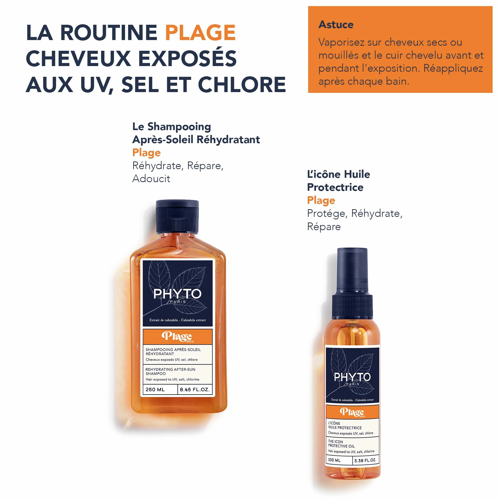 Phyto Paris PhytoPlage Huile Protectrice Cheveux Soin Cheveux Exposés au Soleil Enrichi en Calendula Filtre UV