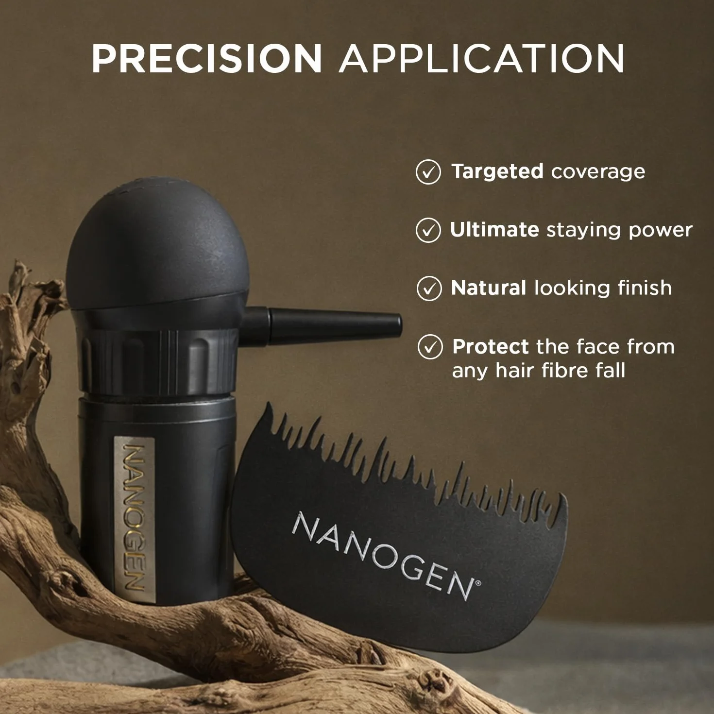 Nanogen Kit applicateur en fibre de cheveux | Applicateur de spray de précision et guide de ligne de cheveux pour un look complet, couverture ciblée pour les zones éclaircissantes, fonctionne avec les