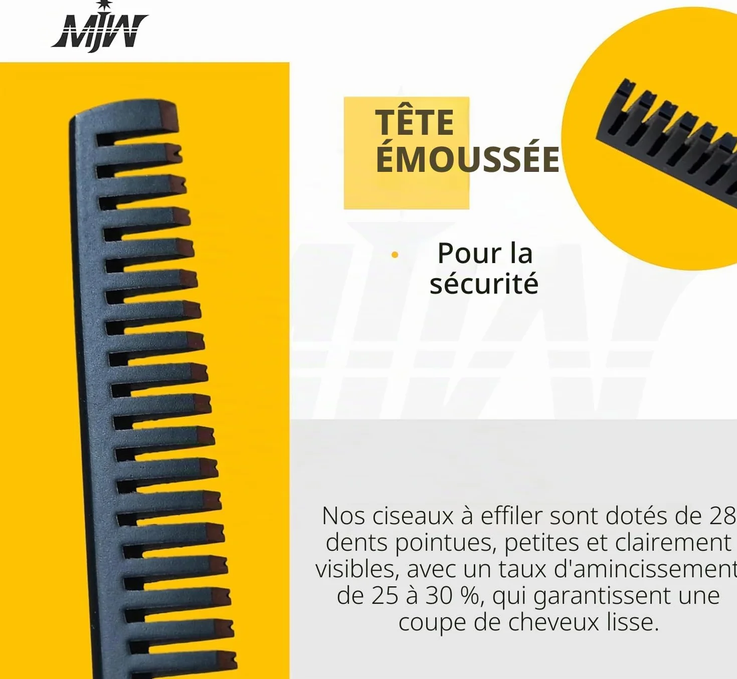 MJW Ciseaux à Effiler les Cheveux en Acier Inoxydable pour Texturation et Superposition