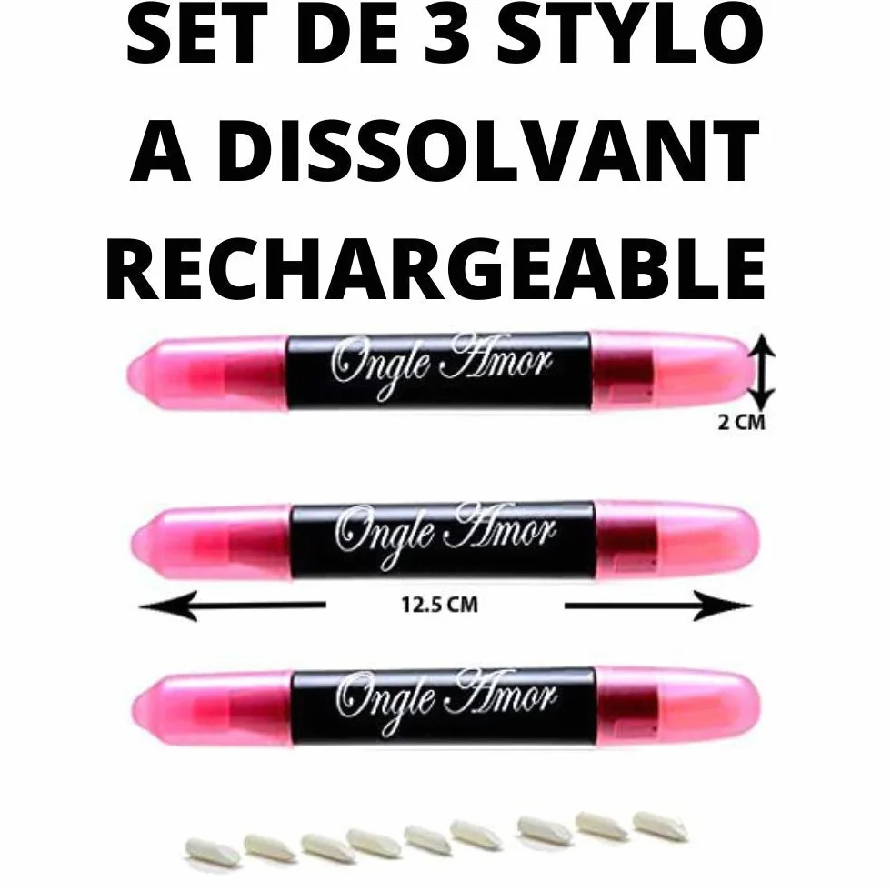 Stylo Correcteur Dissolvant Ongles Vernis Semi Permanent Gel Nail Art Baby Boomer Set 3 Crayons + 9 Mines Rechange