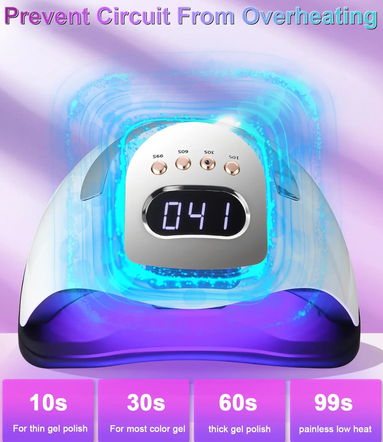 Lampe UV LED Ongles Gel 380W, Professionnel Sèche Ongles Automatique, Séchage Rapide, 81 LED Lampe, Grand LCD Ecran, 4 Minuteries 10s/30s/60s/99s pour Vernis Semi Permanent, Gel et Vernis