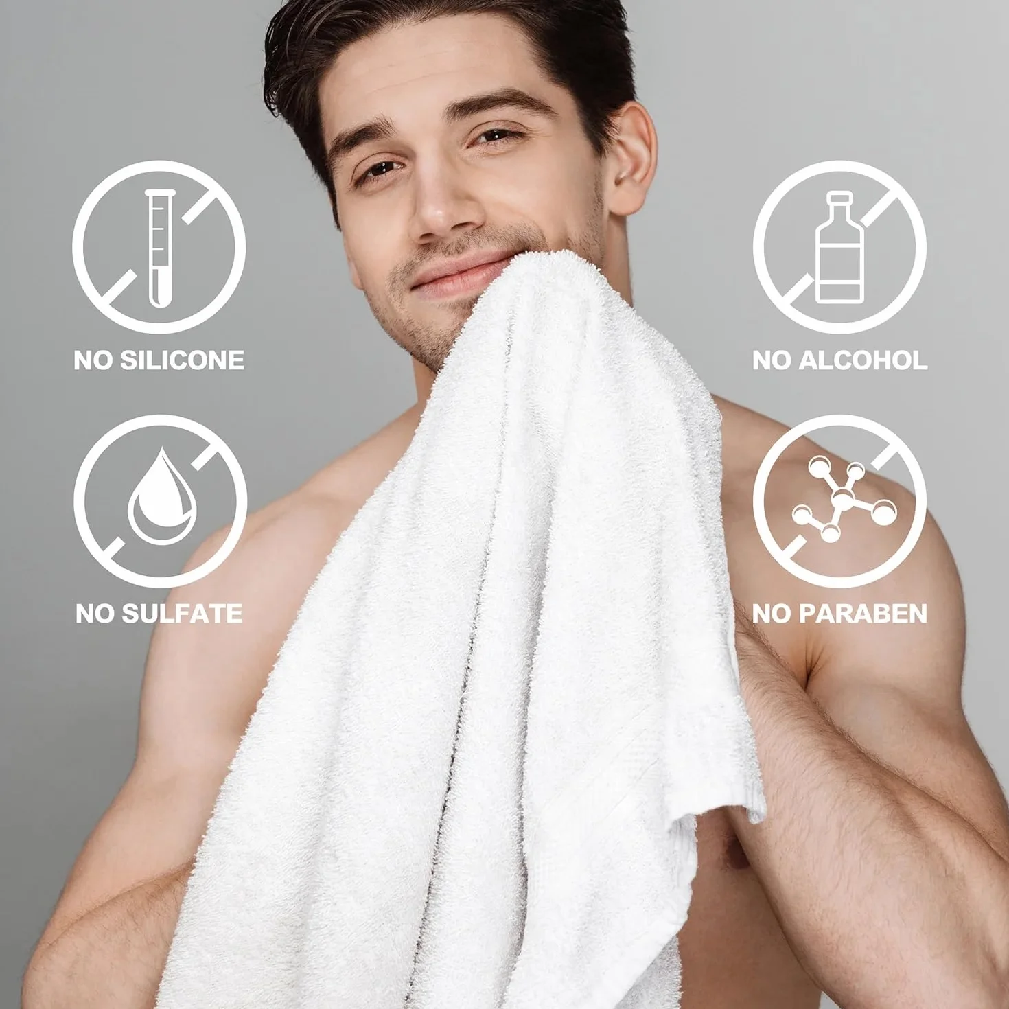 Coffret Cadeau Soin Homme 8 Pièces Gel Douche Bain Moussant Gommage Nettoyant Visage Sel de Bain Lotion Corporelle Parfum Bois de Santal