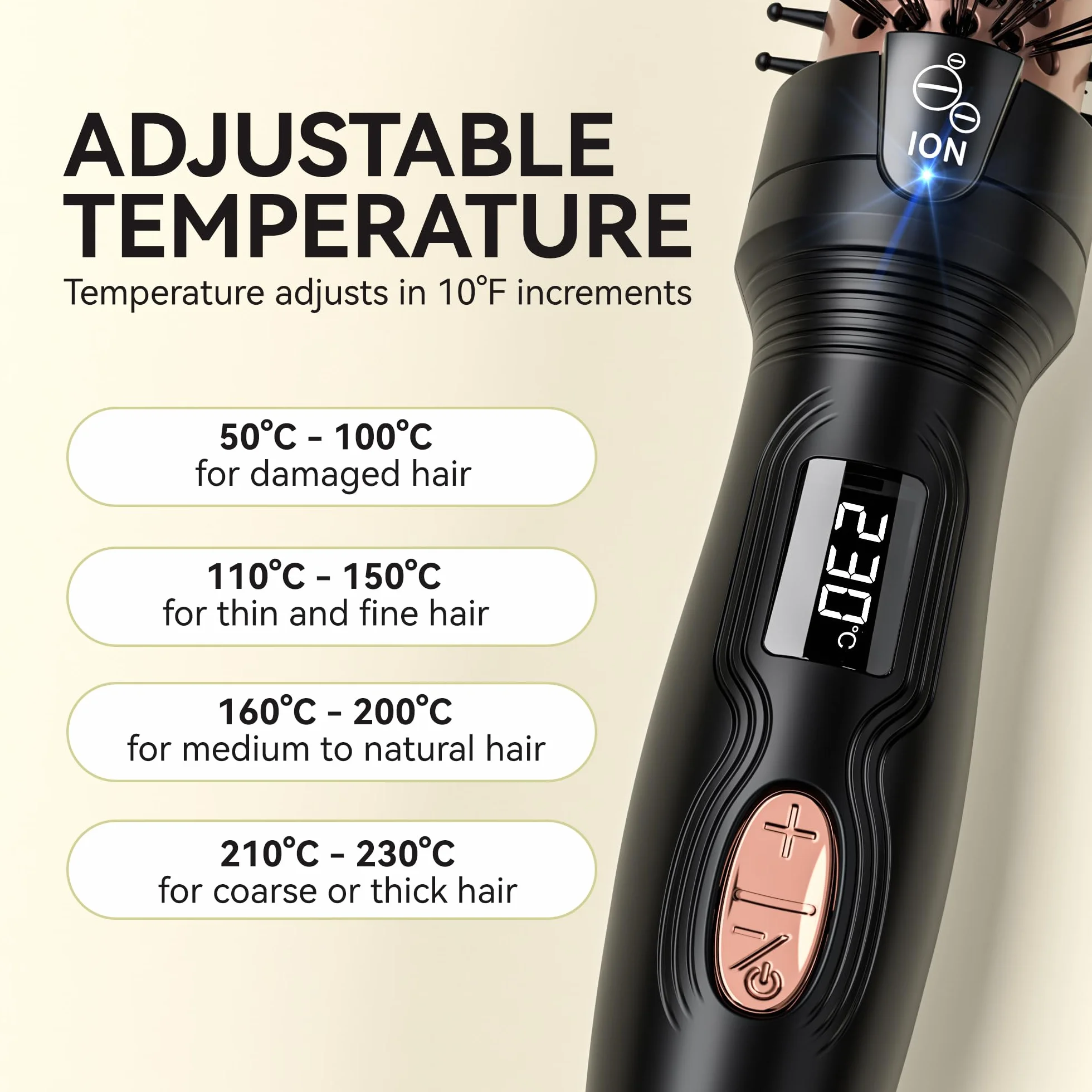 Thermal Brush, 27mm Brosse Thermique Brushing, MINI brosse chauffante, Fer à boucler ionique en tourmaline céramique pour cheveux courts à mi-longs, Température réglable, Double tension, Noir