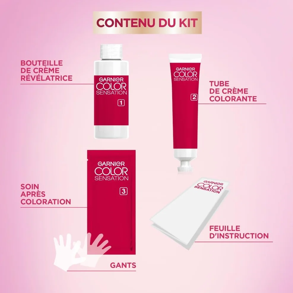 Garnier Color Sensation Coloration Châtain Foncé 3.0 Crème Permanente Couvre Cheveux Blancs