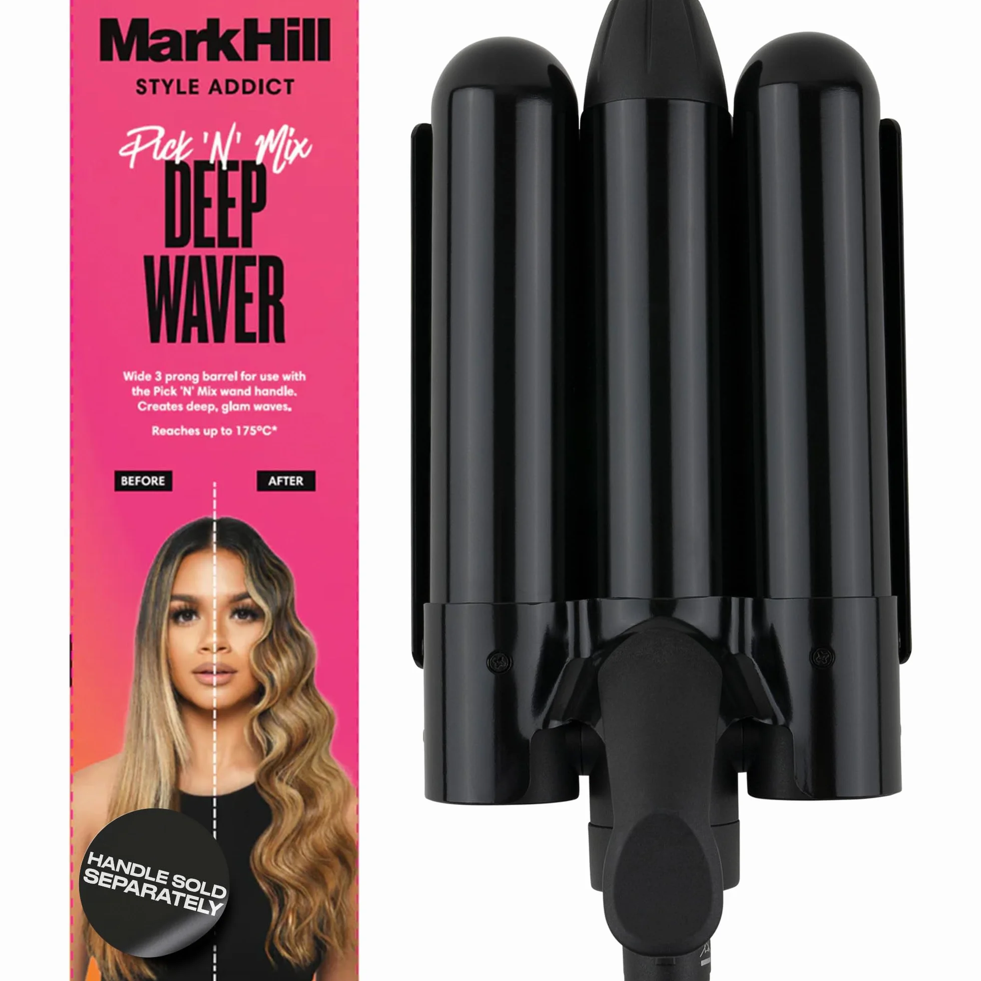 Mark Hill Pick 'N' Mix Baguette à boucler interchangeable pour cheveux - 32 mm - Noir (poignée non incluse)