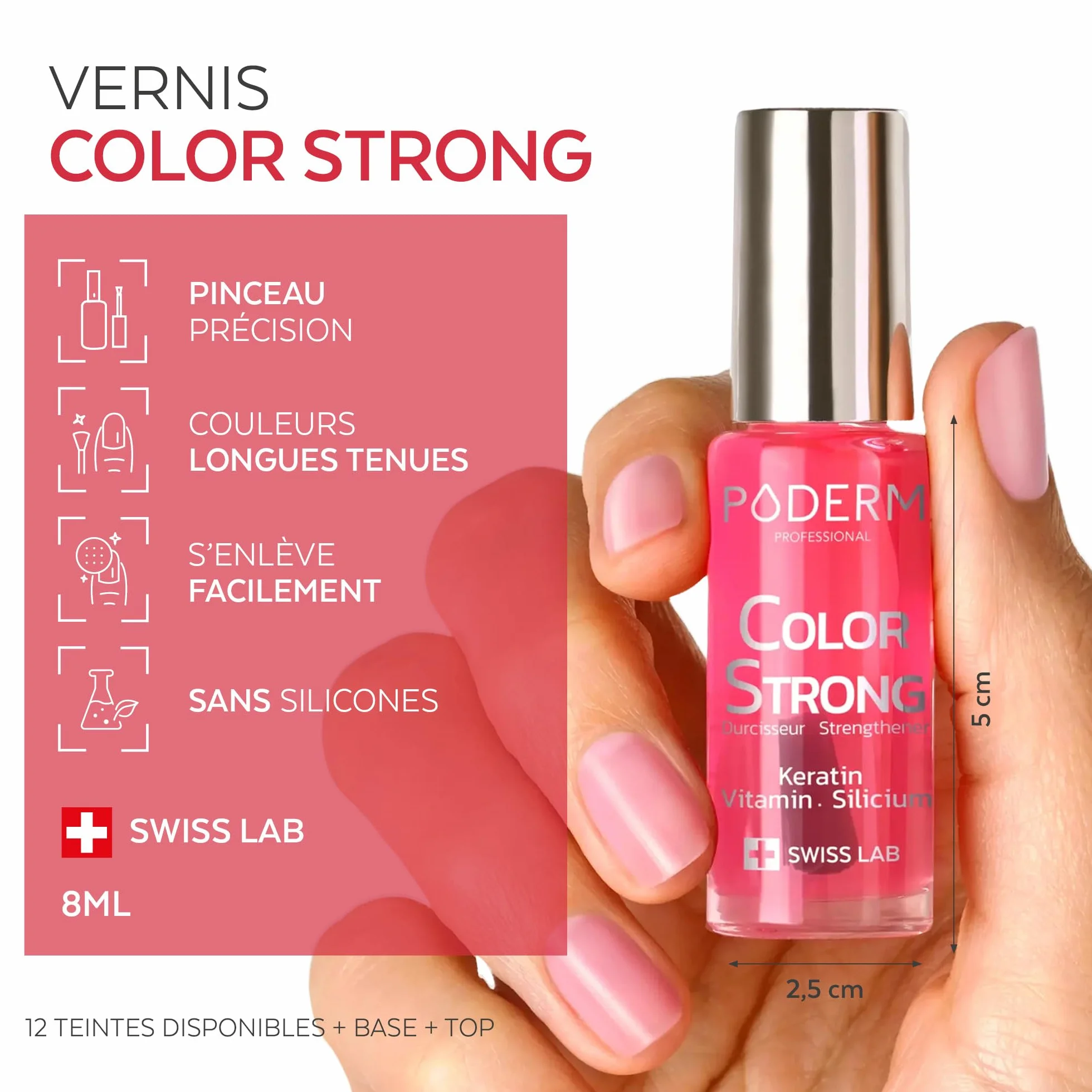 PODERM Vernis Durcisseur Ongles Gloss Éclat Répare Renforce Ongles Abîmés Fragilisés Biotine Silicium Kératine