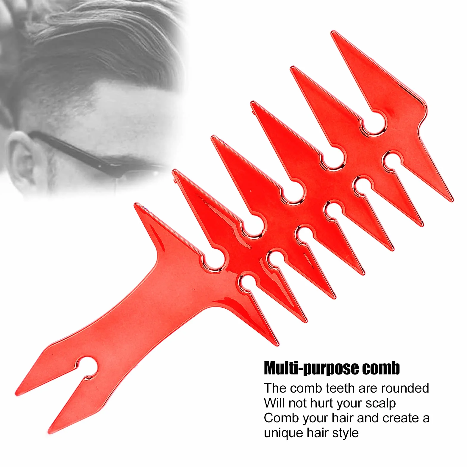 Peigne de Cheveux à Dents Larges Double Face 20 cm Rouge Plastique Rétro