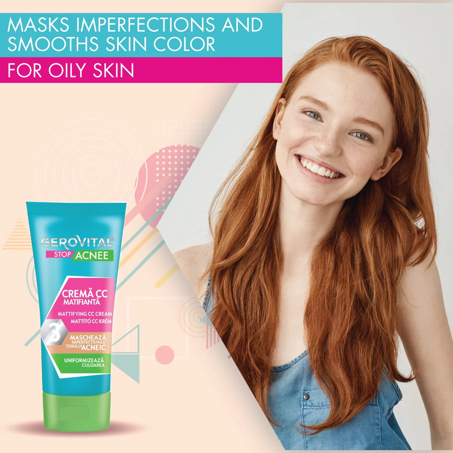 Gerovital Stop Acnee Crème CC Matifiante Visage Anti-Imperfections 30 ml
